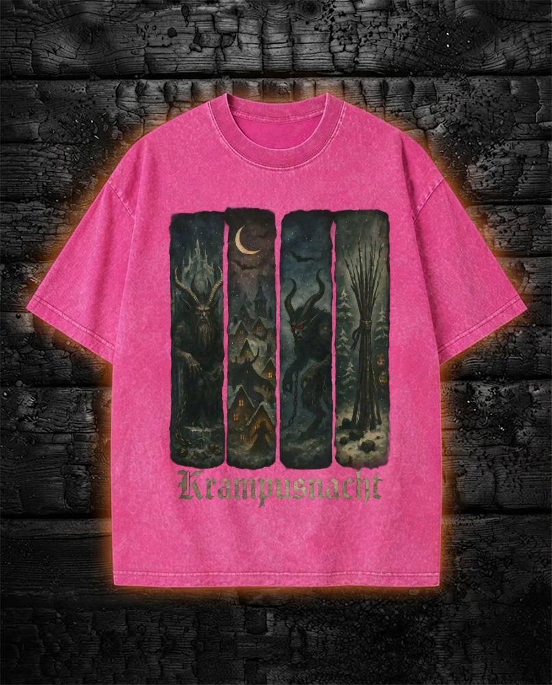 Dark Fantasy Krampus Washed T-Shirt Occult Holiday