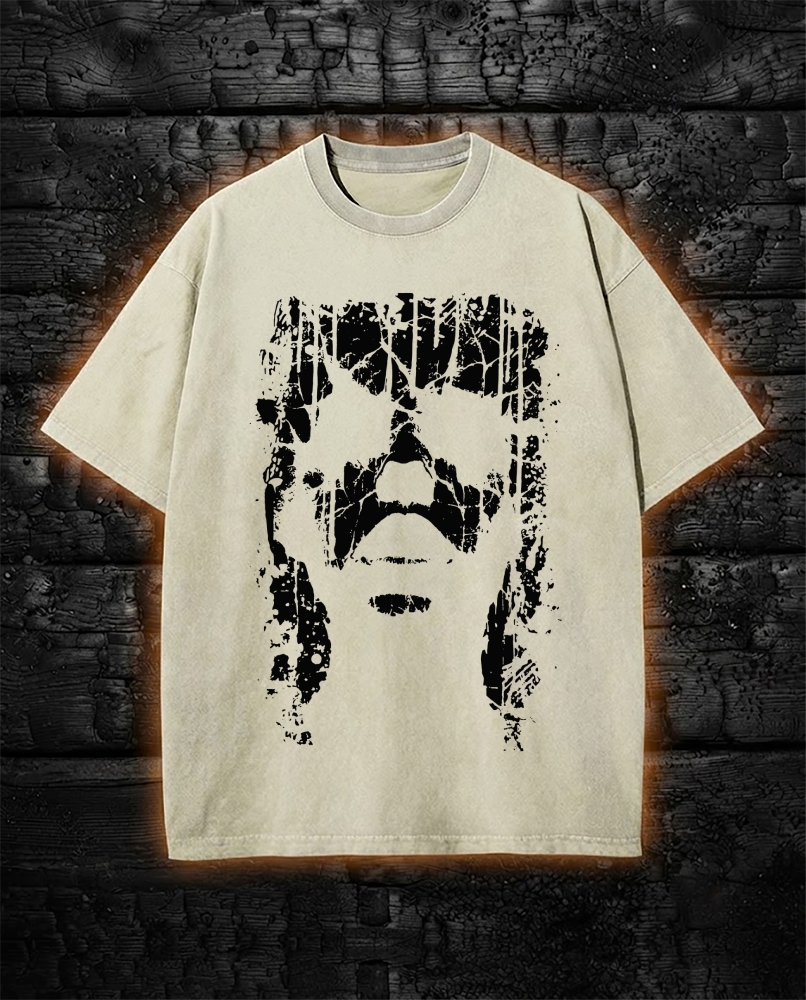 Dark Occult Washed T-Shirt - Creepy Face