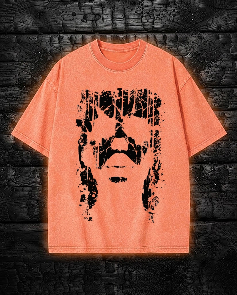 Dark Occult Washed T-Shirt - Creepy Face