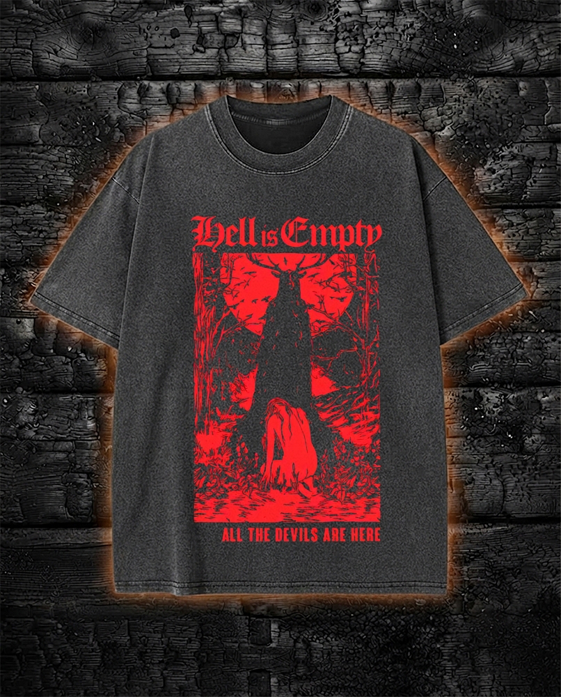 Hell Is Empty Horror Washed T-Shirt