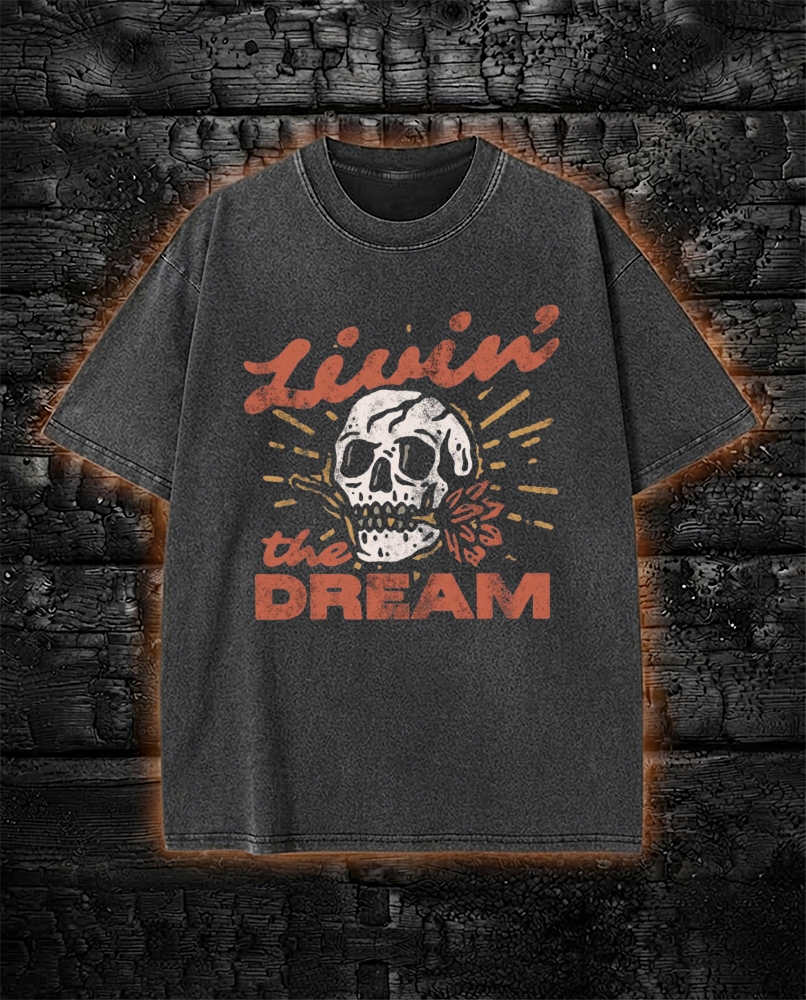 Livin' the Dream Retro Grunge Washed T-Shirt