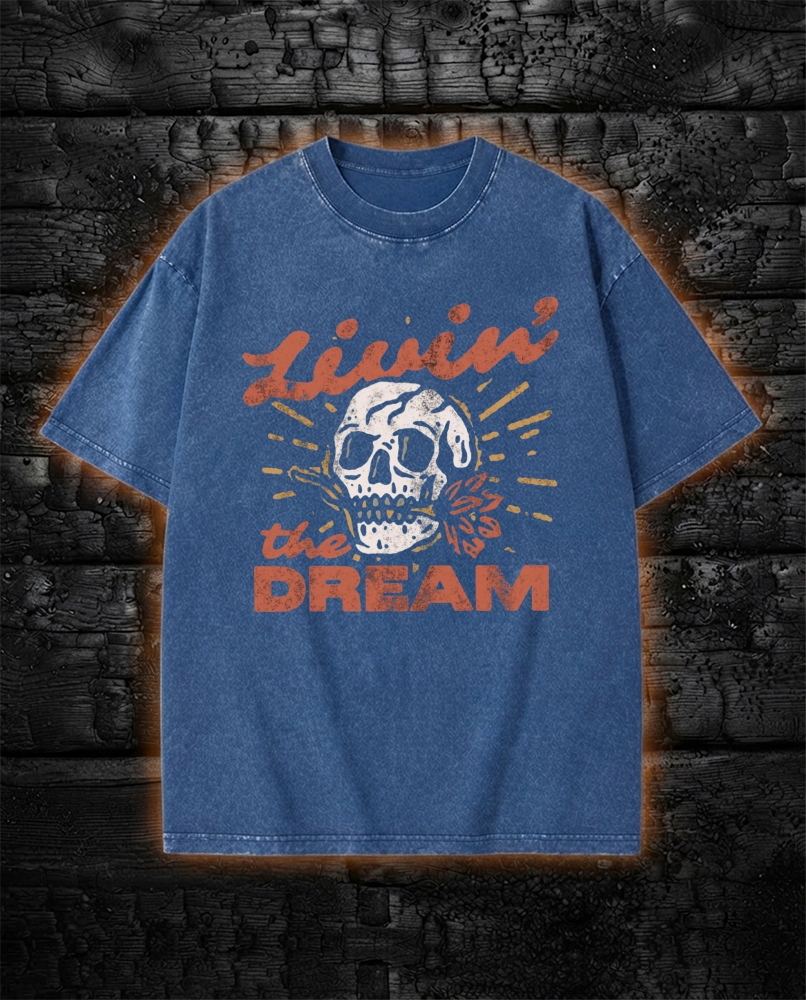 Livin' the Dream Retro Grunge Washed T-Shirt