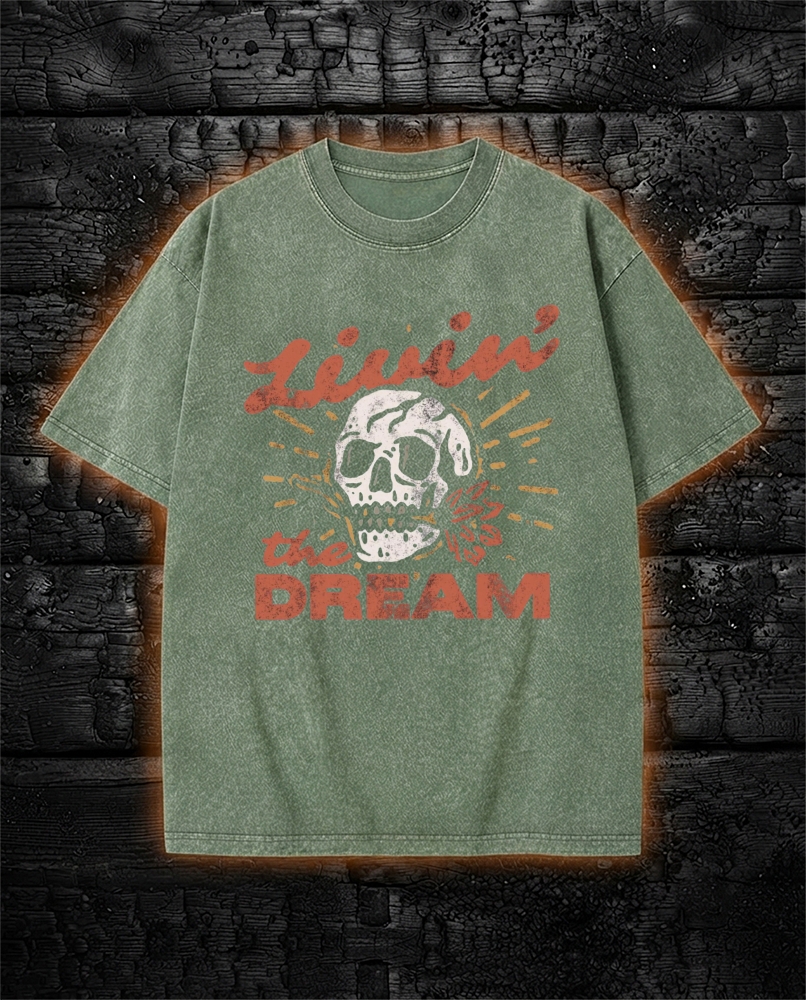 Livin' the Dream Retro Grunge Washed T-Shirt