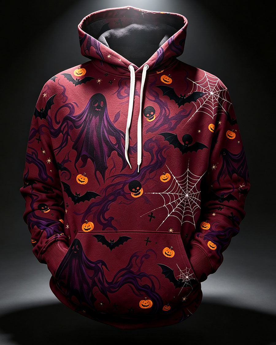 Dark Gothic Ghost Pumpkin Spider Web Hoodie