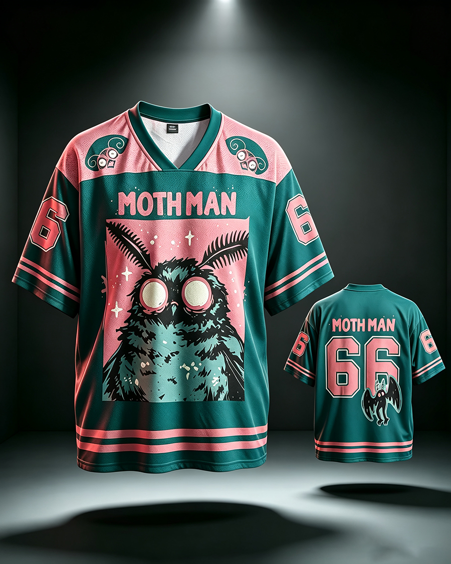 Vintage Mothman Cryptid Graphic Mesh Jersey