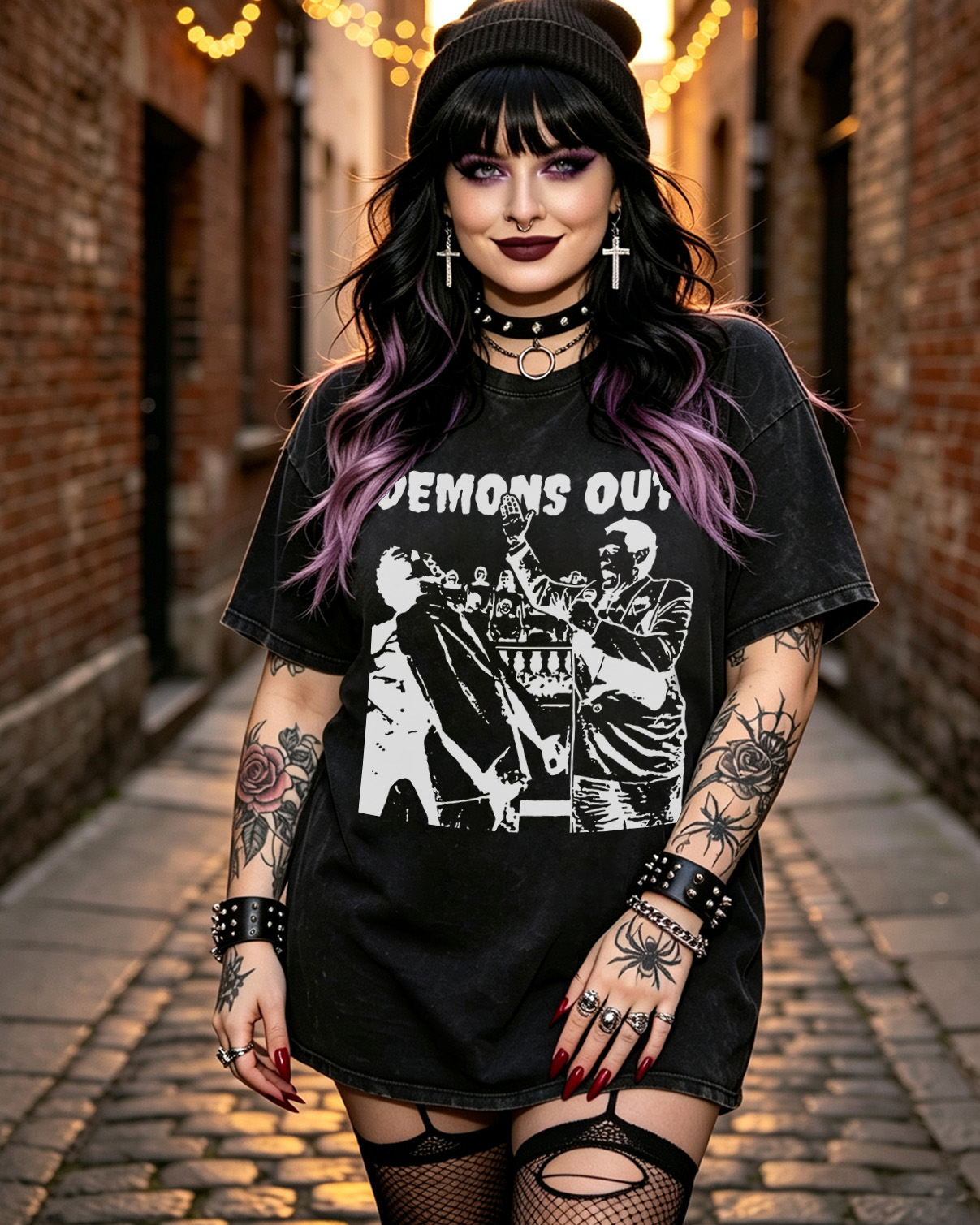 Demons Out Washed T-Shirt Weird Paranormal Occult