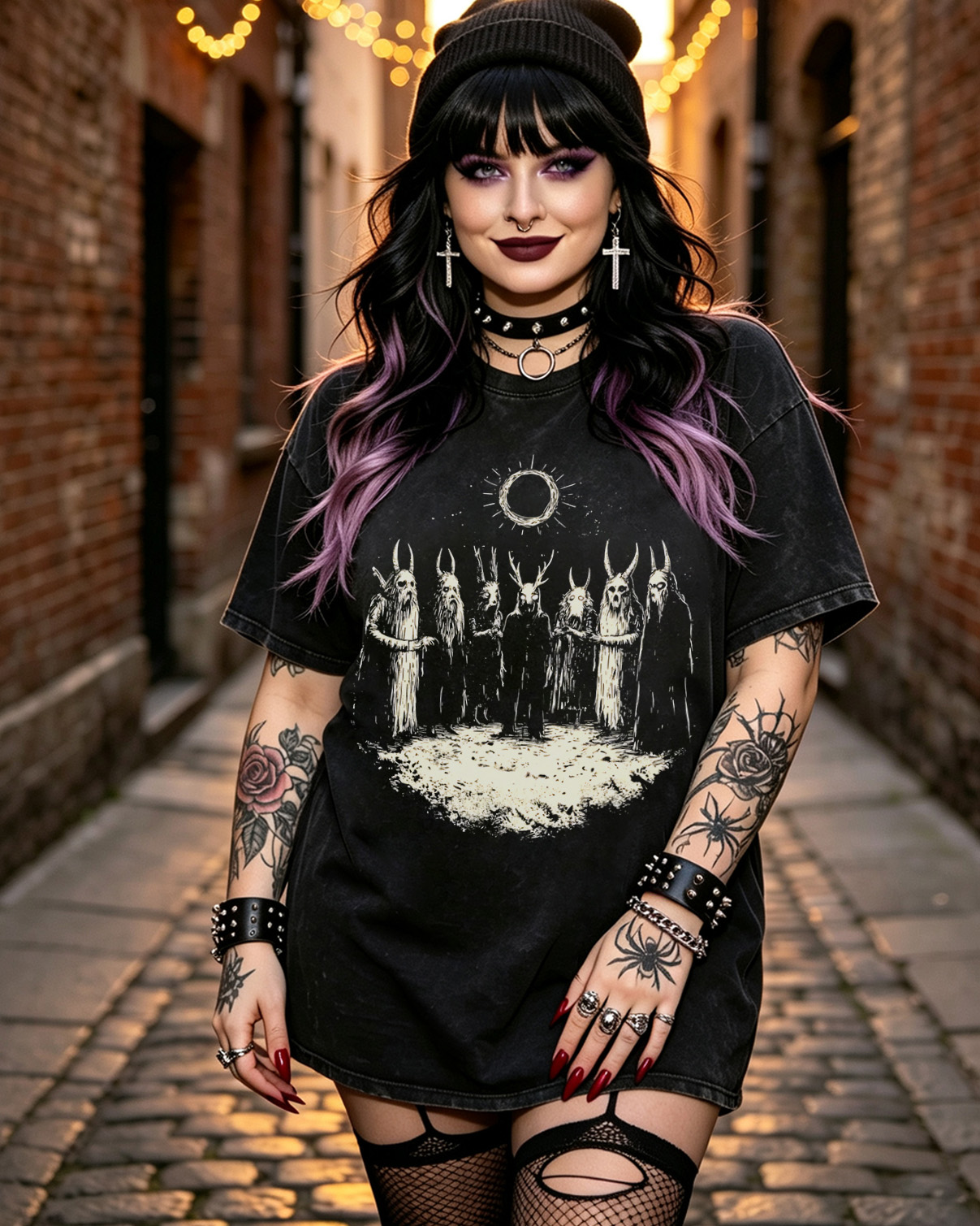 Folk Horror Washed T-Shirt Retro Goth Weirdcore