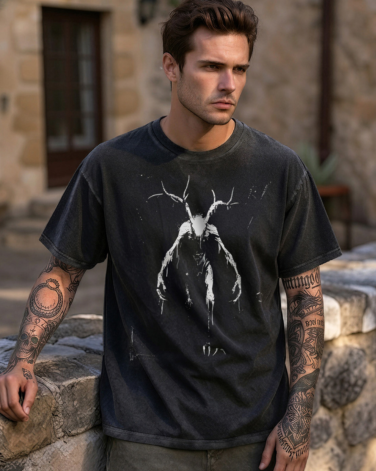 Algonquian Folklore Washed T-Shirt Gothic Horror