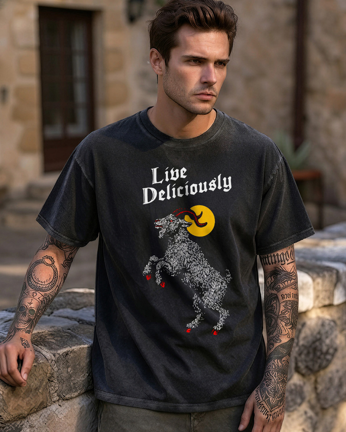 Black Philip Live Horror Movie Washed T-Shirt