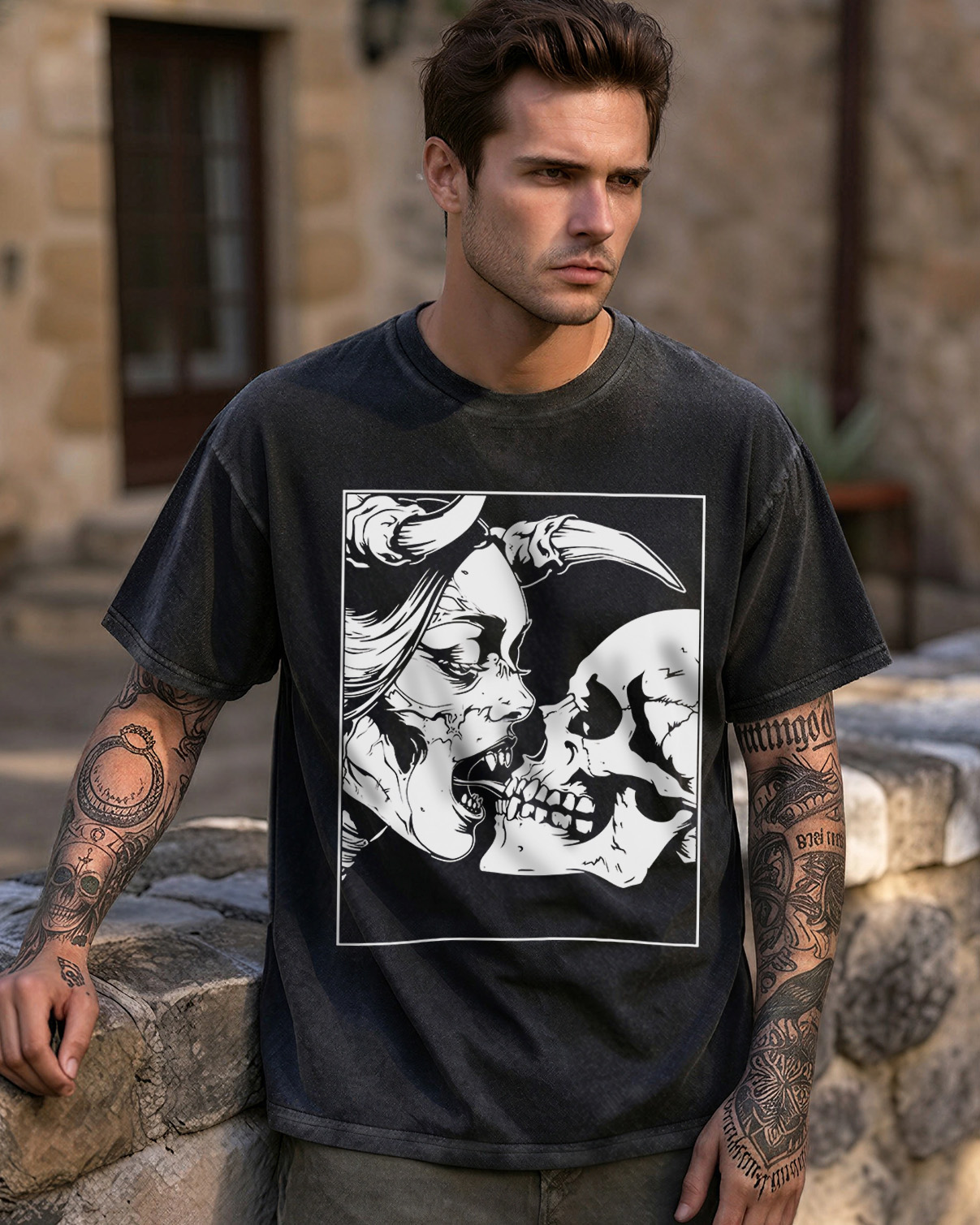 Gothic Horror Occult Washed T-Shirt Dark Romance