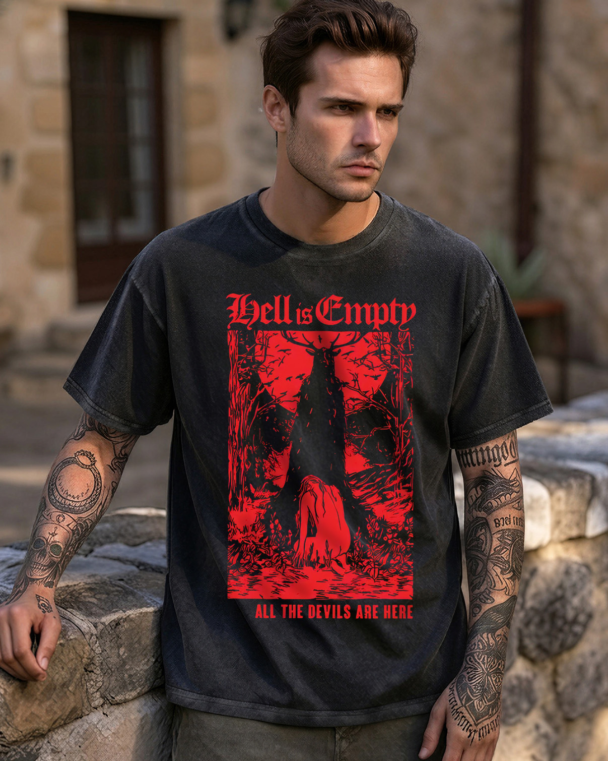 Hell Is Empty Horror Washed T-Shirt