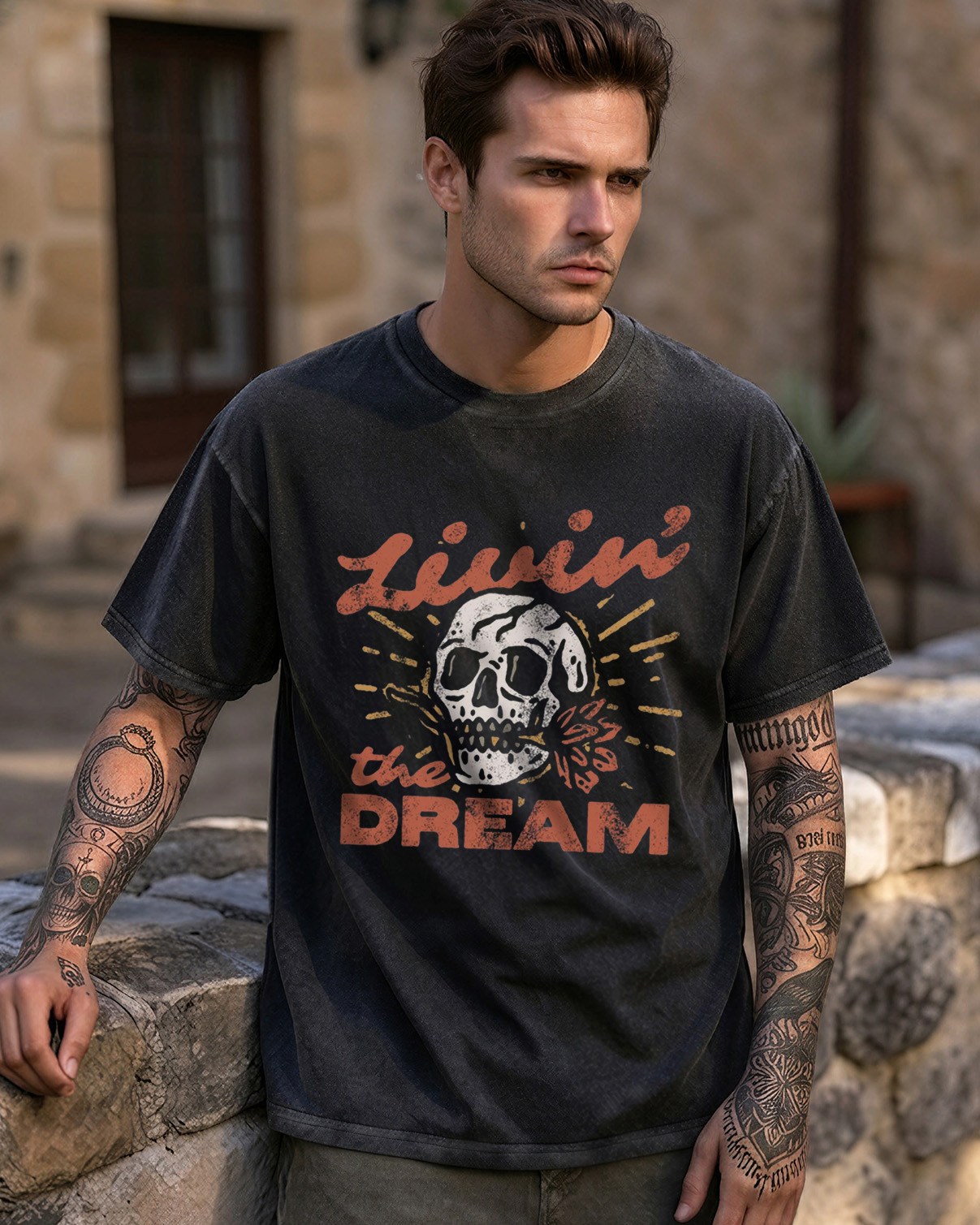 Livin' the Dream Retro Grunge Washed T-Shirt