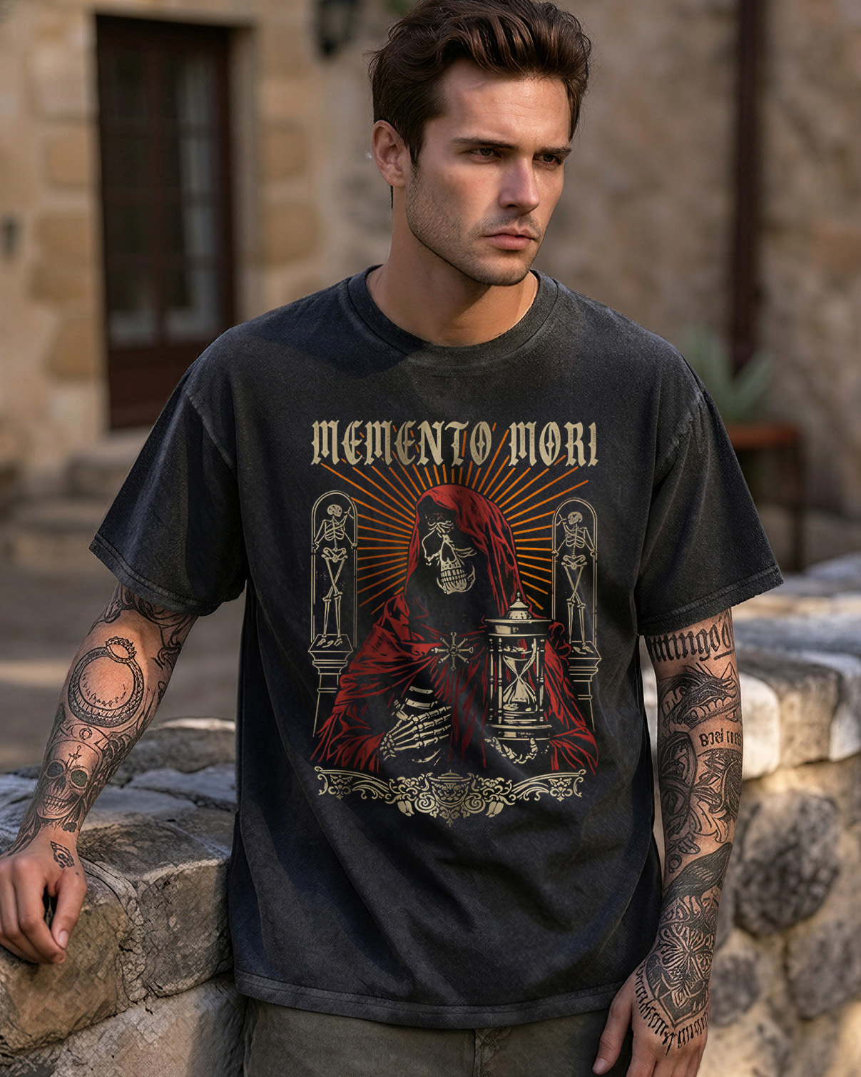 Memento Mori Occult Dark Washed T-Shirt