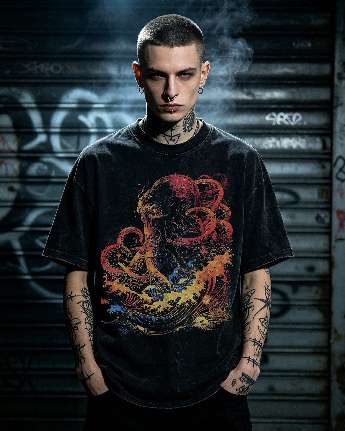 Nautical Horror Washed T-Shirt Dark Alternative
