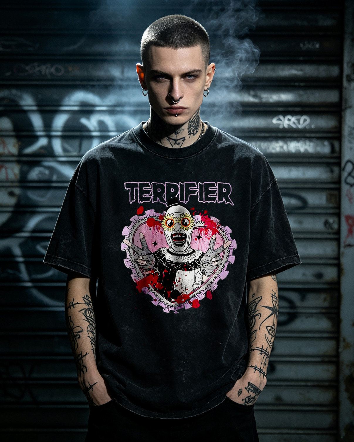 The Clown Horror Dark Washed T-Shirt