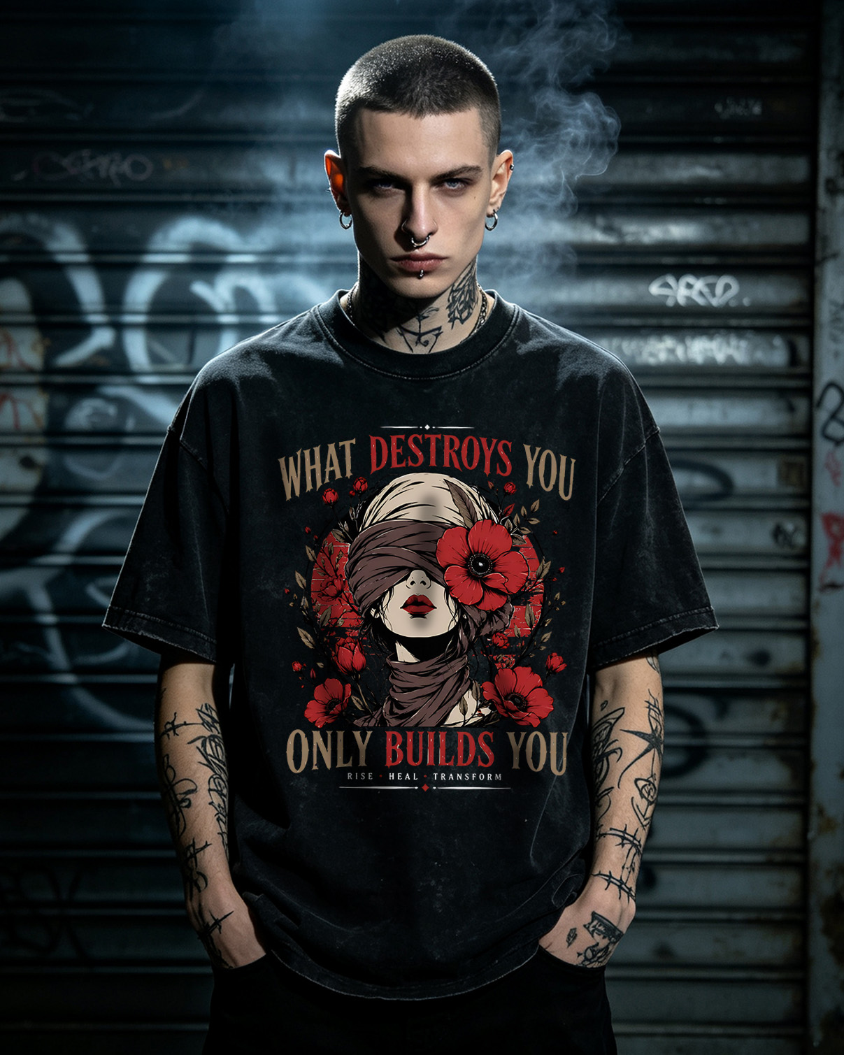 What Destroys You Only Built You - Dark Feminine Washed T-Shirt