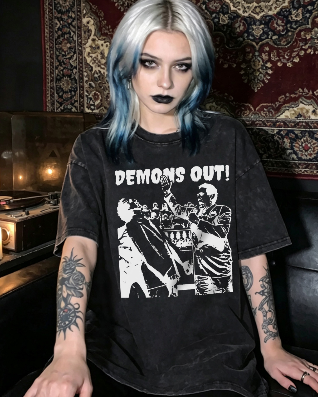 Demons Out Washed T-Shirt Weird Paranormal Occult
