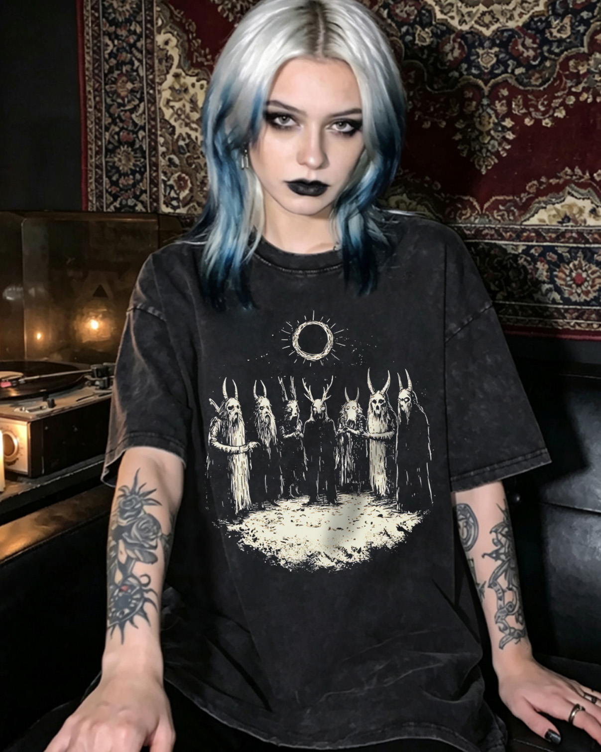 Folk Horror Washed T-Shirt Retro Goth Weirdcore