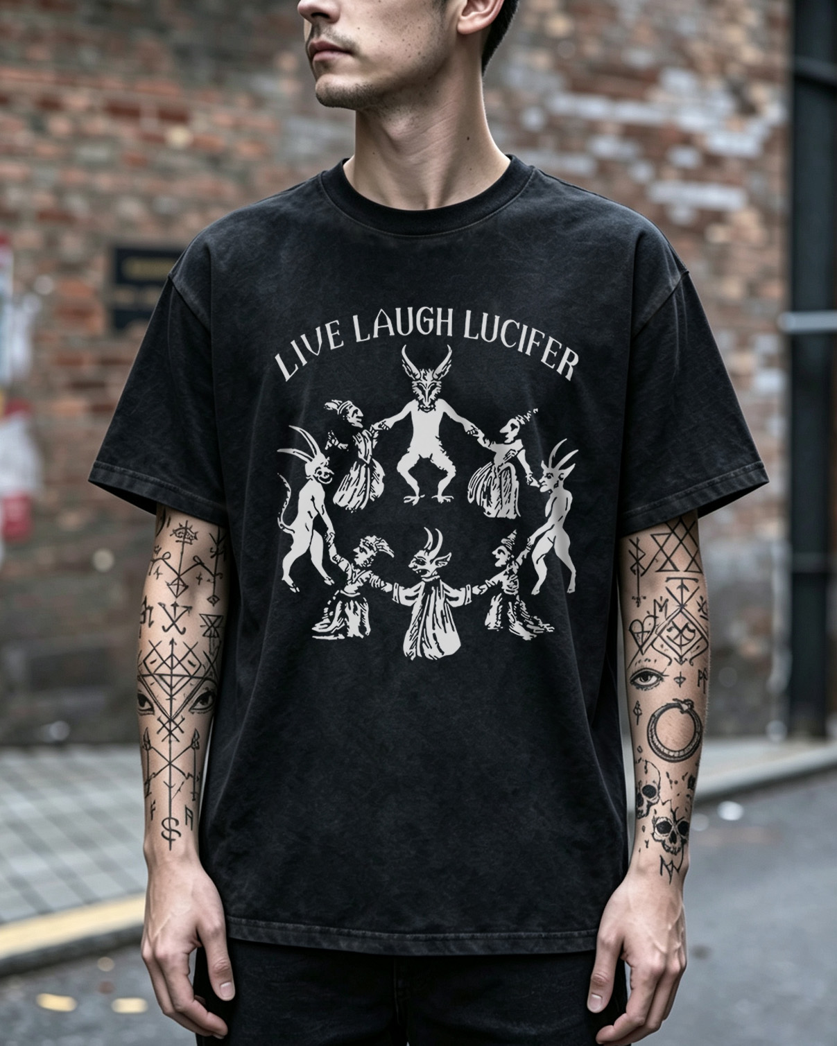 Gothic Satanic Dance Occult Washed T-Shirt