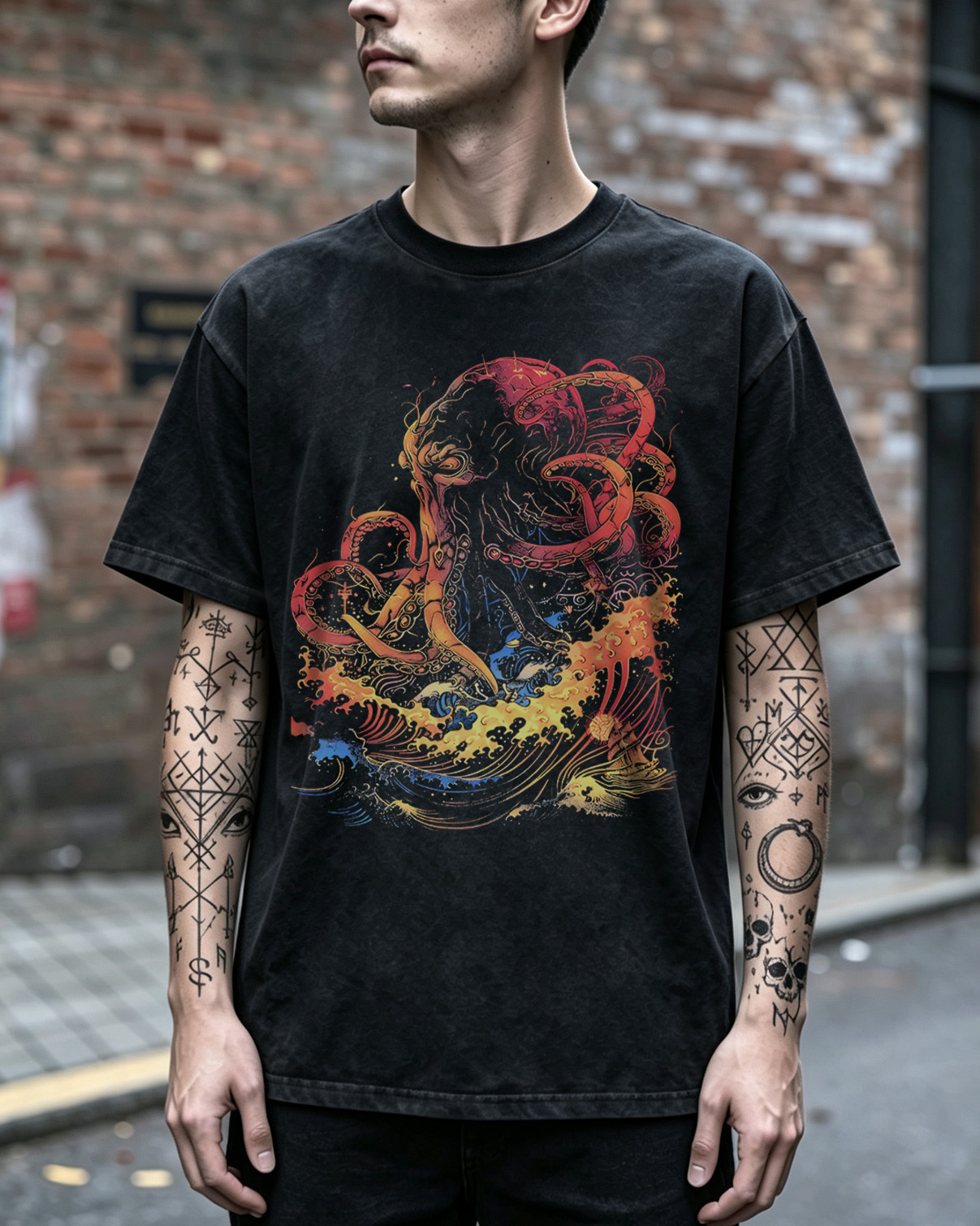 Nautical Horror Washed T-Shirt Dark Alternative