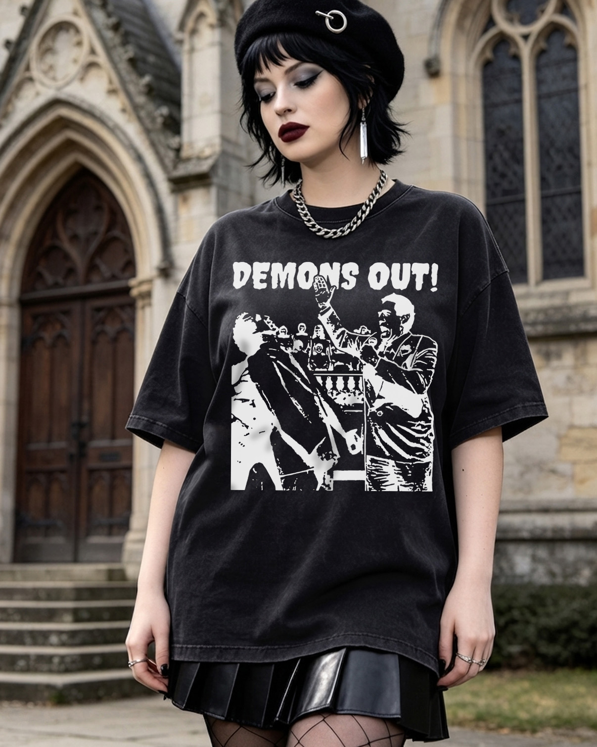 Demons Out Washed T-Shirt Weird Paranormal Occult