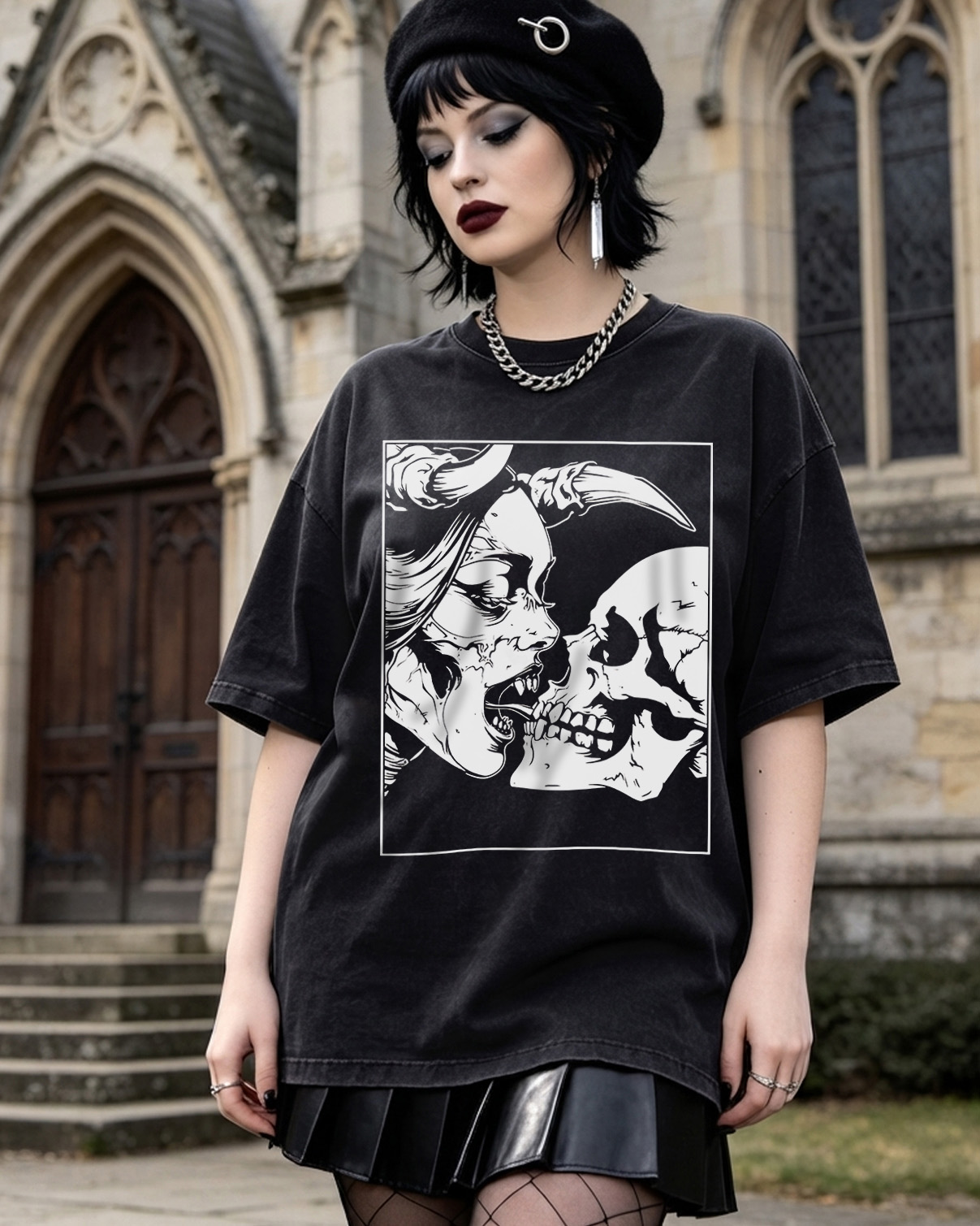 Gothic Horror Occult Washed T-Shirt Dark Romance