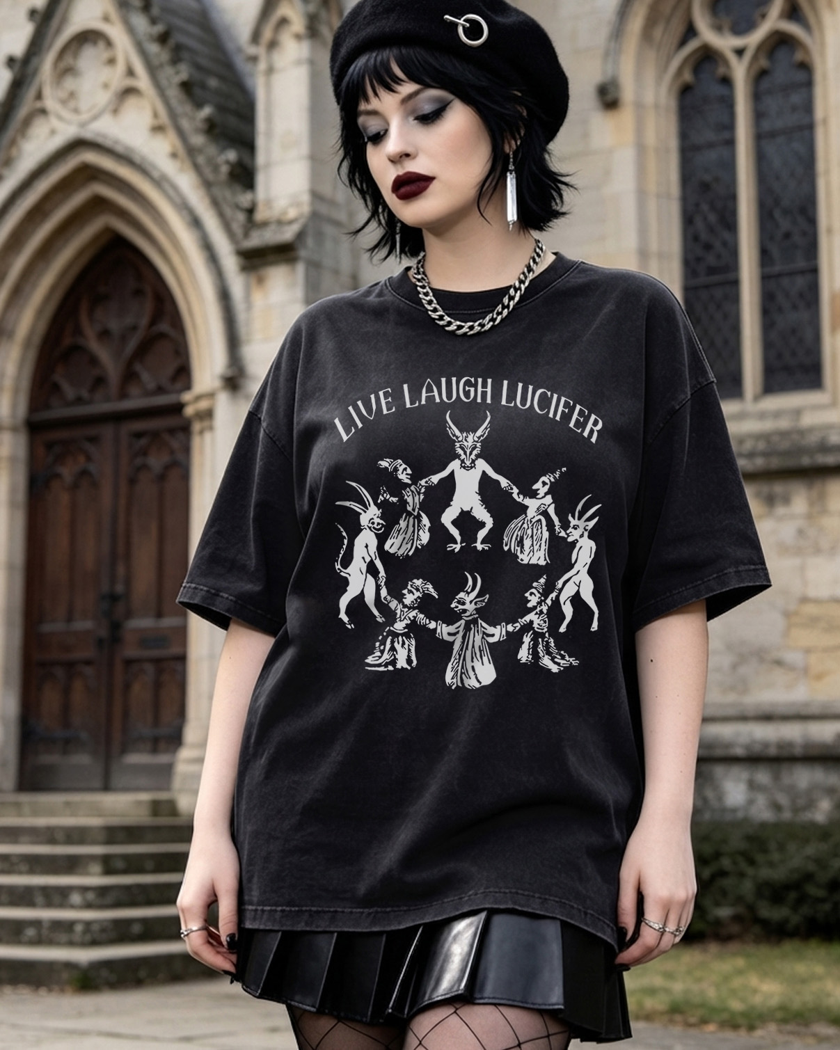 Gothic Satanic Dance Occult Washed T-Shirt