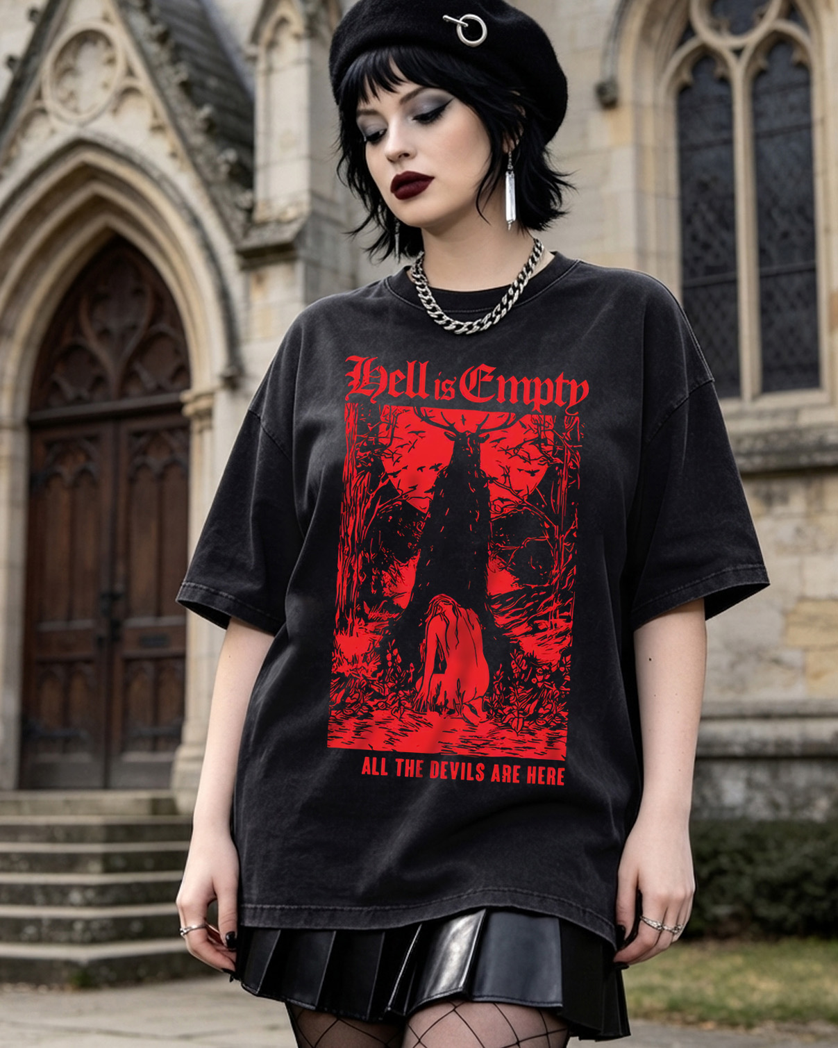 Hell Is Empty Horror Washed T-Shirt