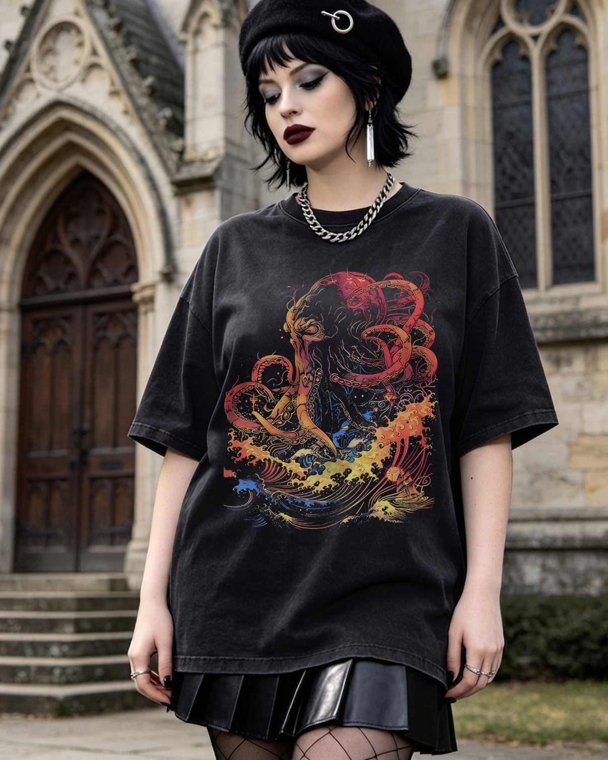 Nautical Horror Washed T-Shirt Dark Alternative