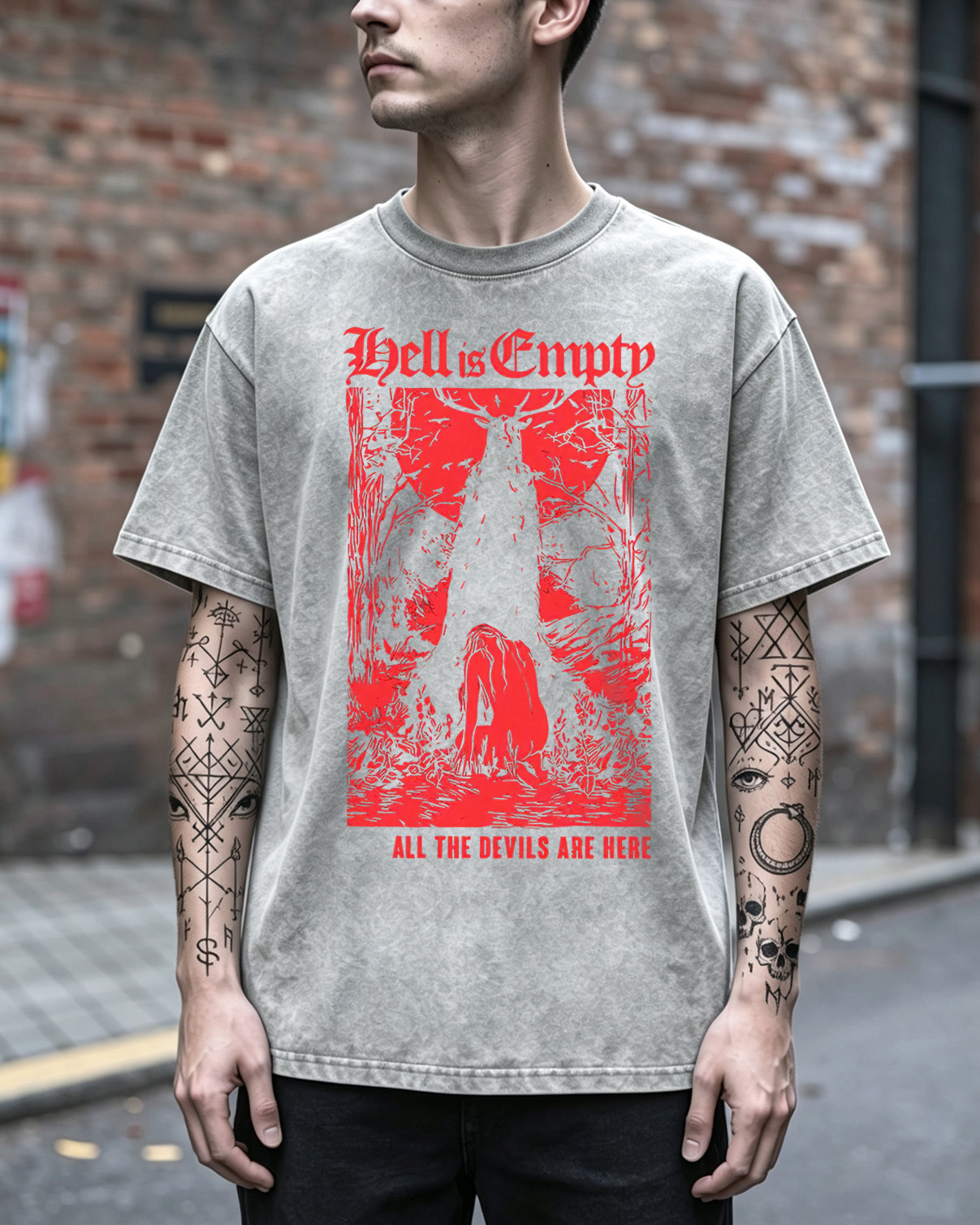 Hell Is Empty Horror Washed T-Shirt