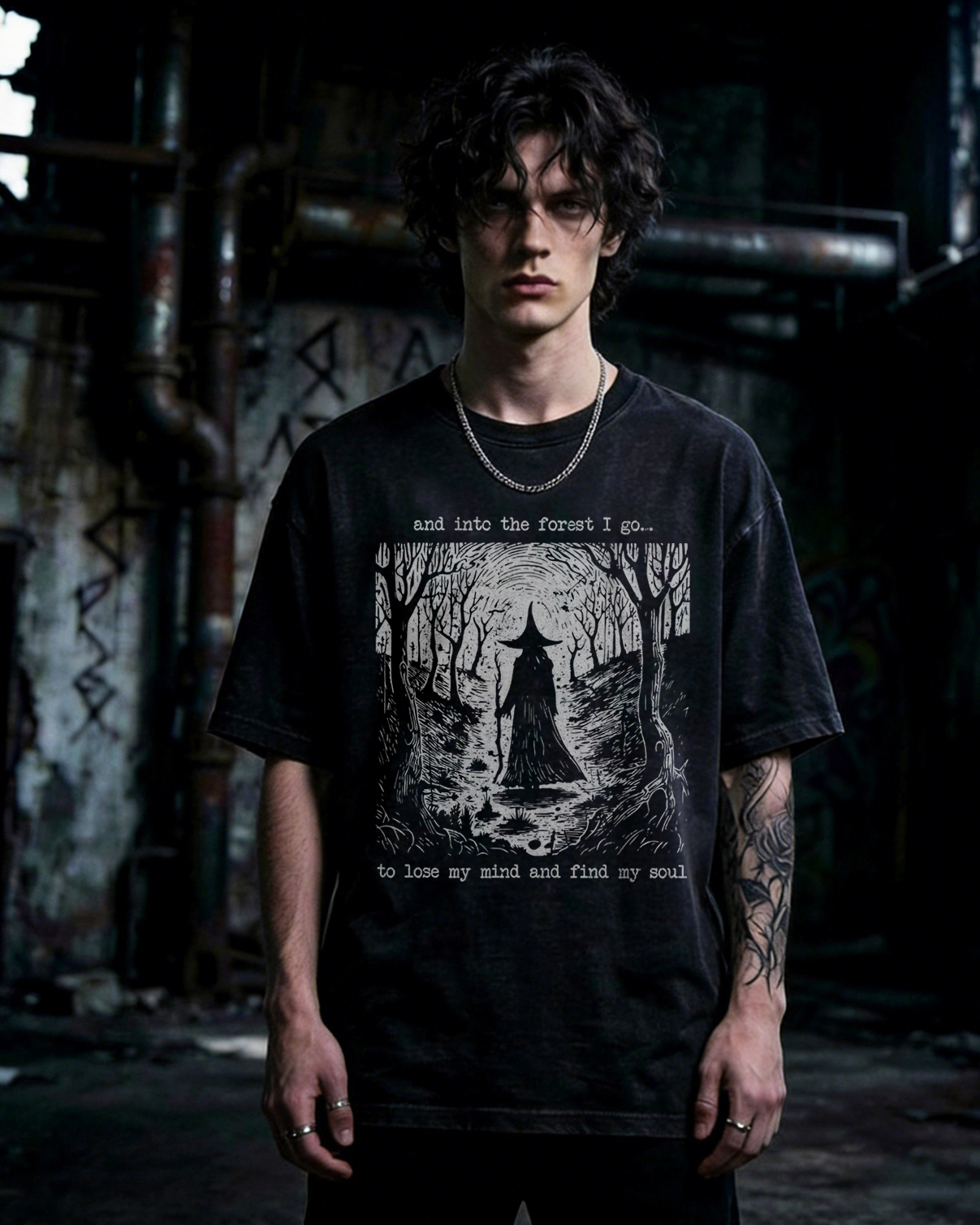 Into the Forest I Go Dark Washed T-Shirt
