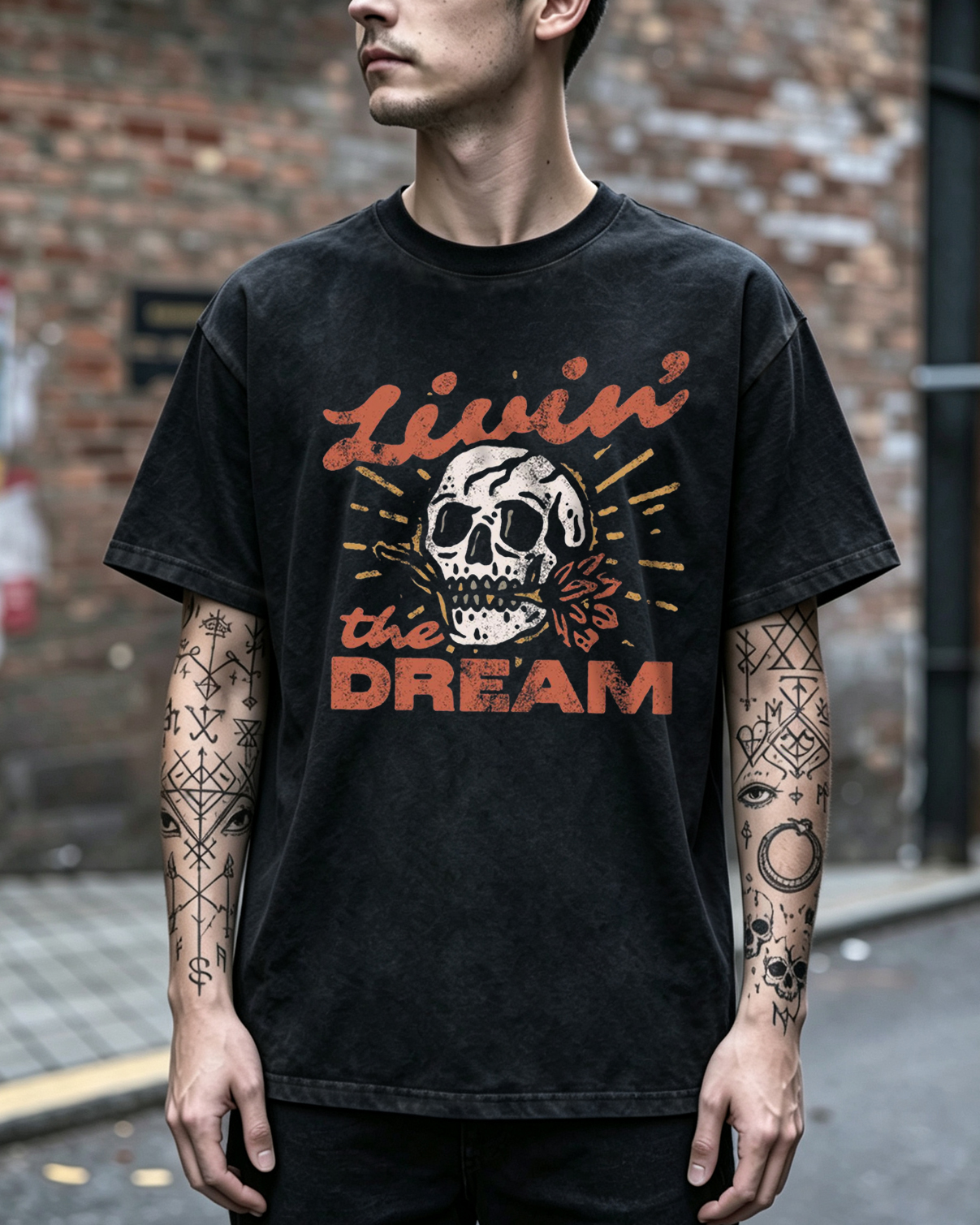 Livin' the Dream Retro Grunge Washed T-Shirt