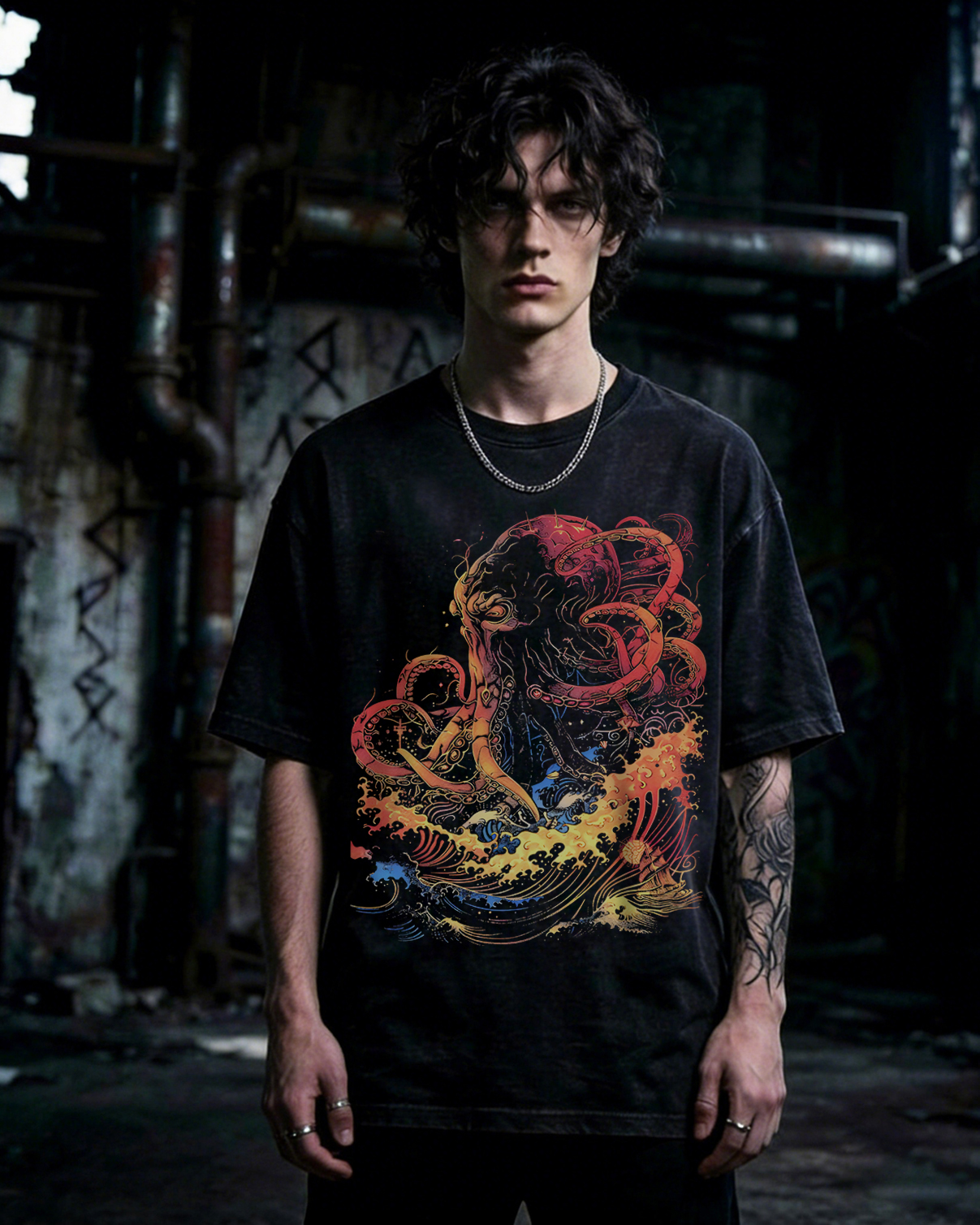 Nautical Horror Washed T-Shirt Dark Alternative