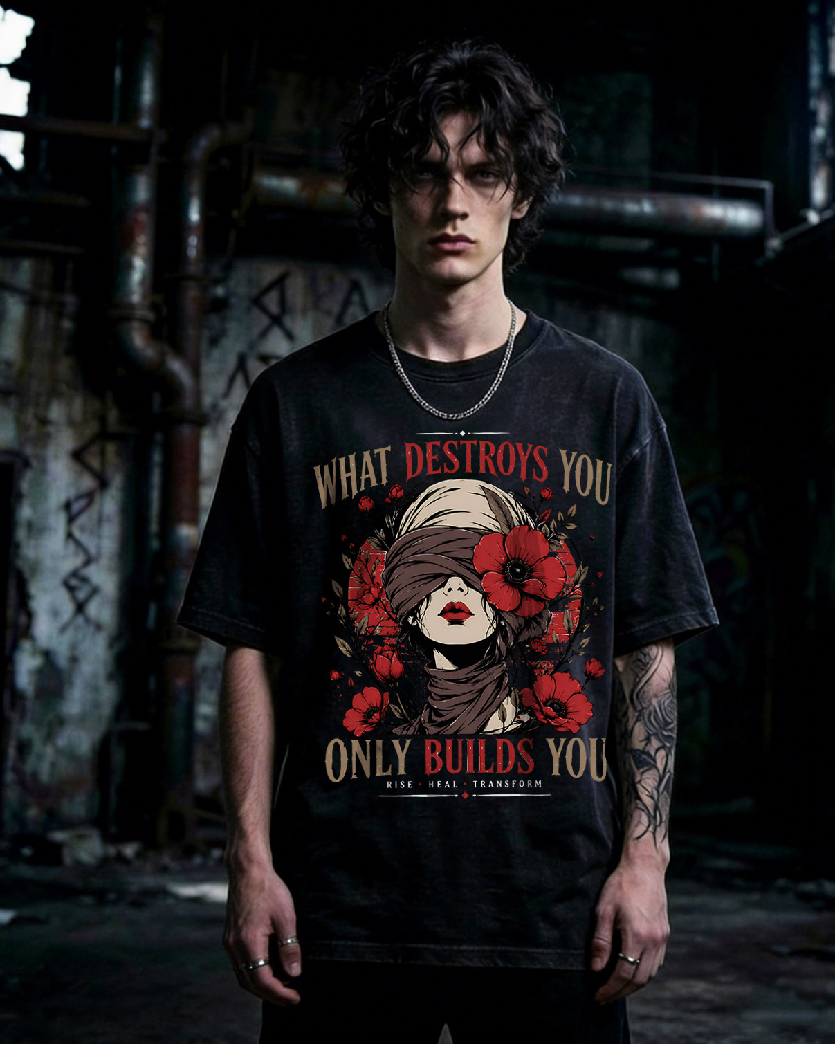 What Destroys You Only Built You - Dark Feminine Washed T-Shirt