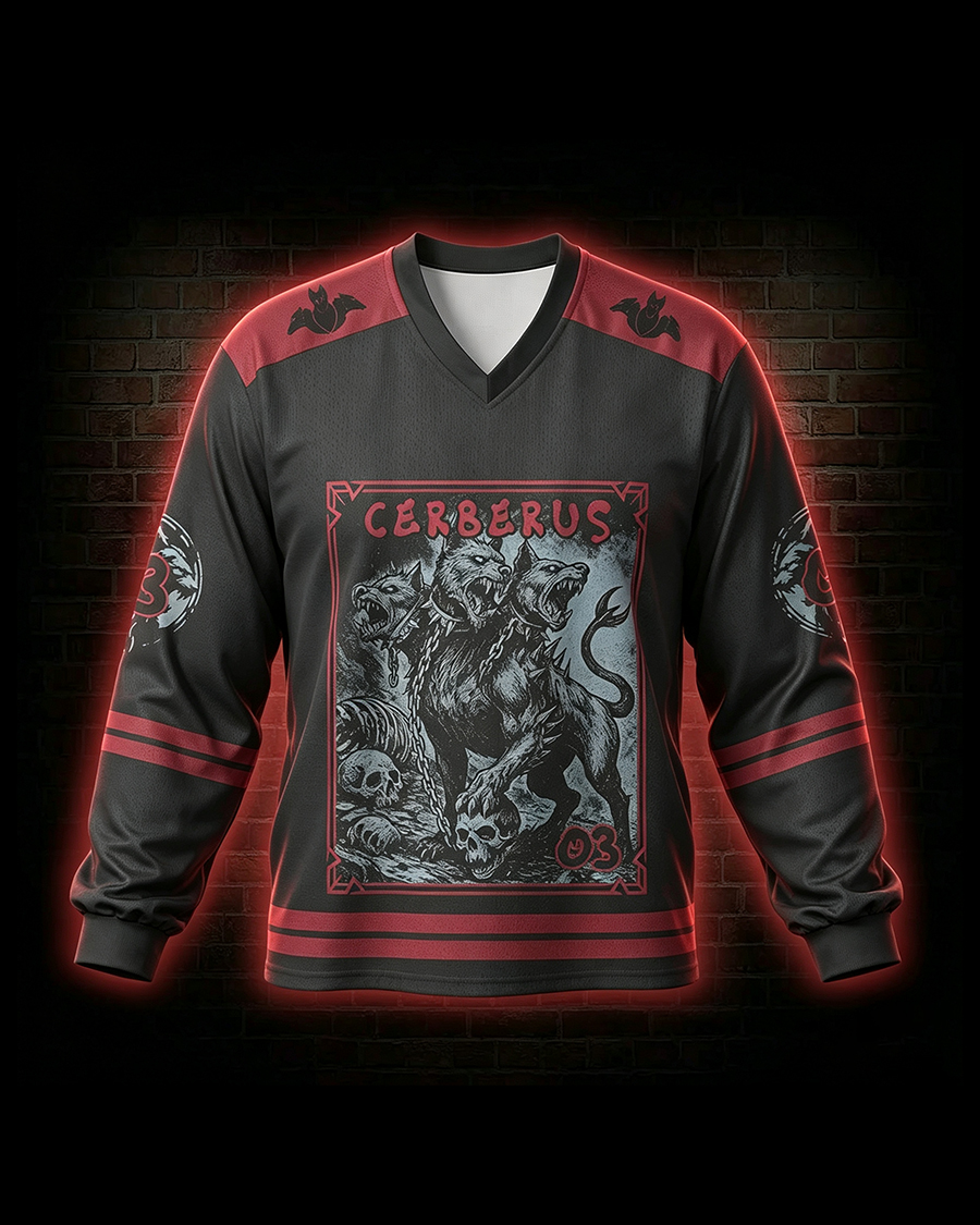 Hell Hound Cerberus V-Neck Long Sleeve Jersey