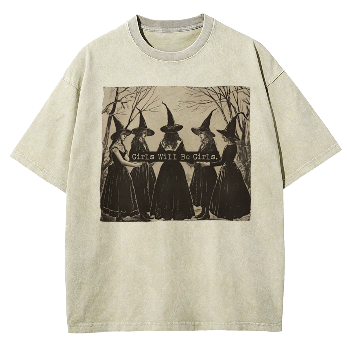 Girls Will Be Girls Salem Witch Washed T-Shirt