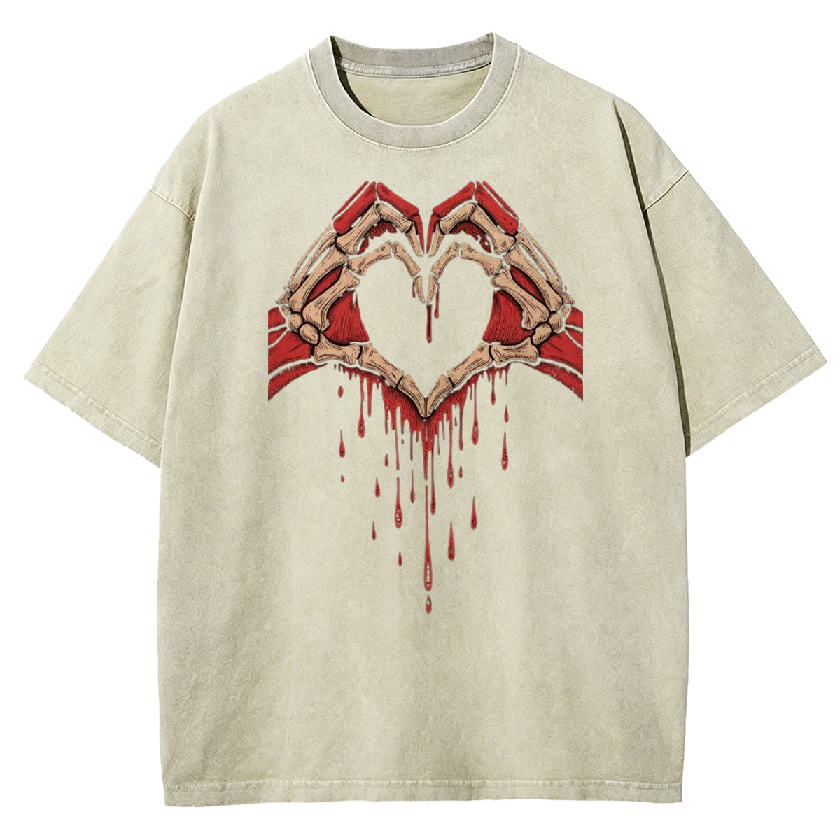 Heart Skull Hand Washed T-Shirt