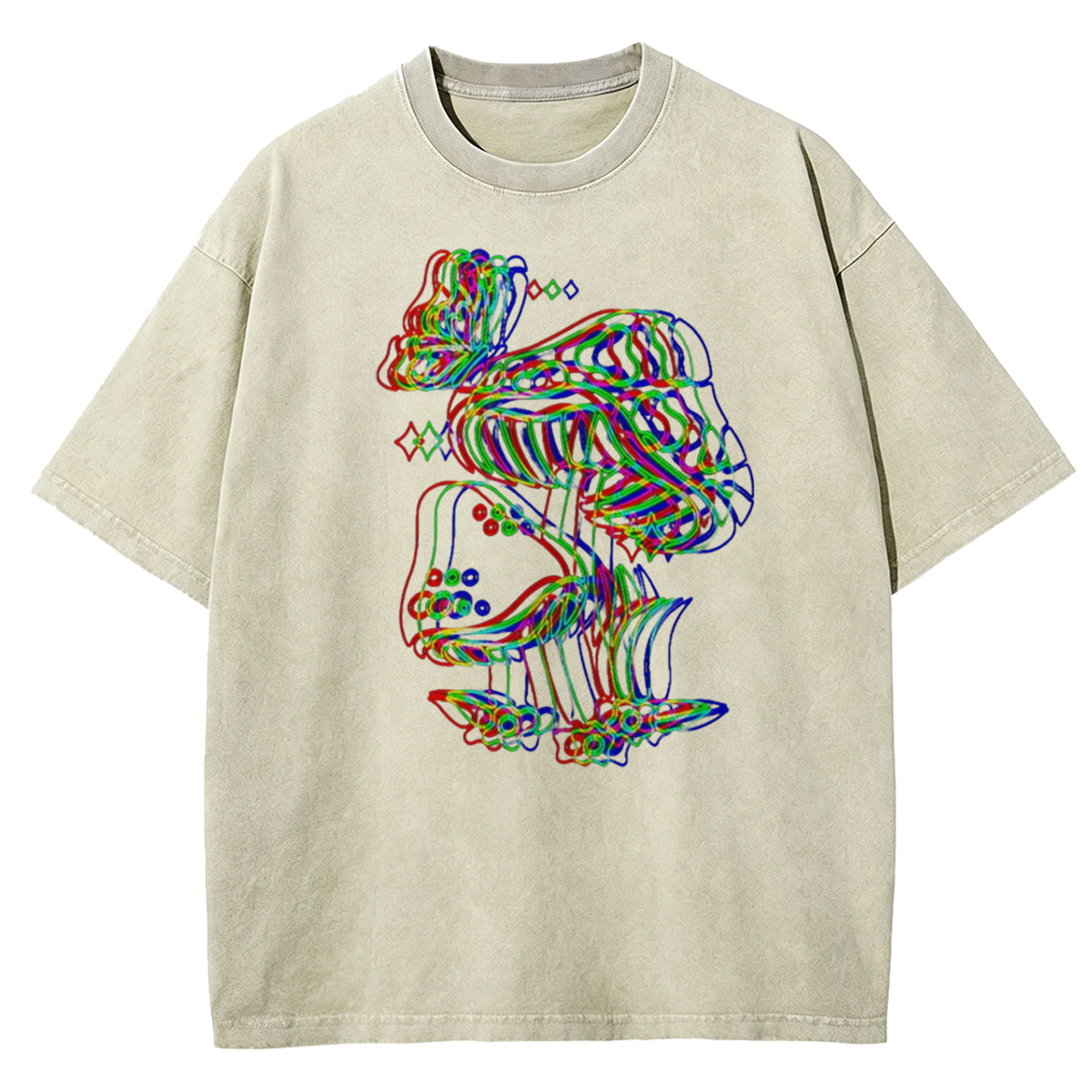 Psychedelic Mushroom, Rave Outfit, Music Festival Washed T-Shirt 