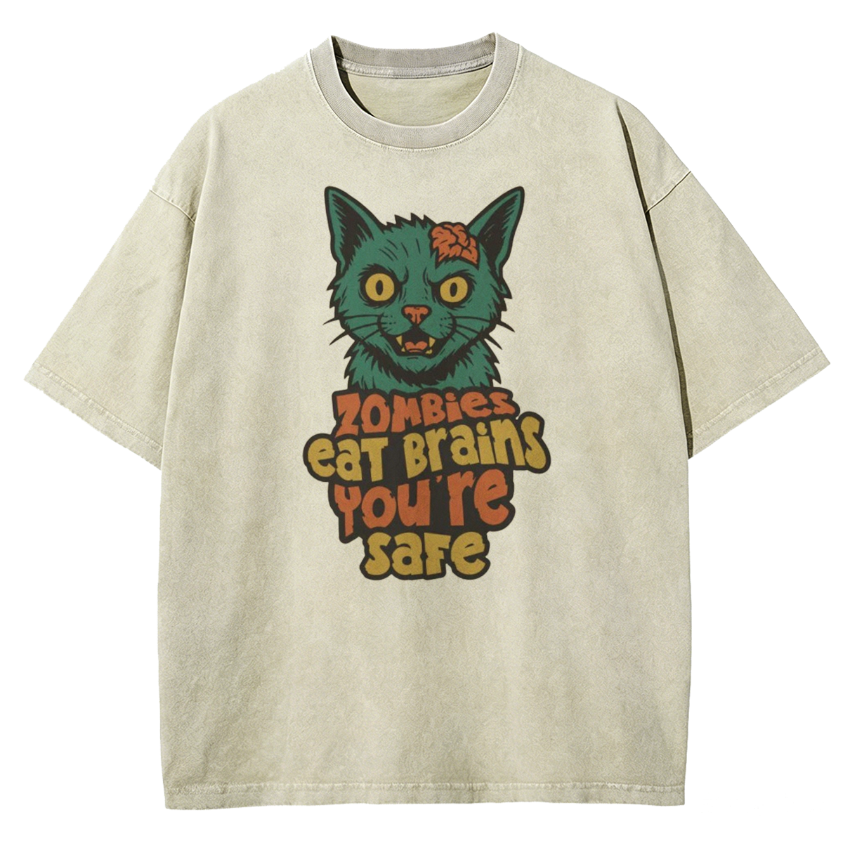 Zombie Cat Washed T-Shirt