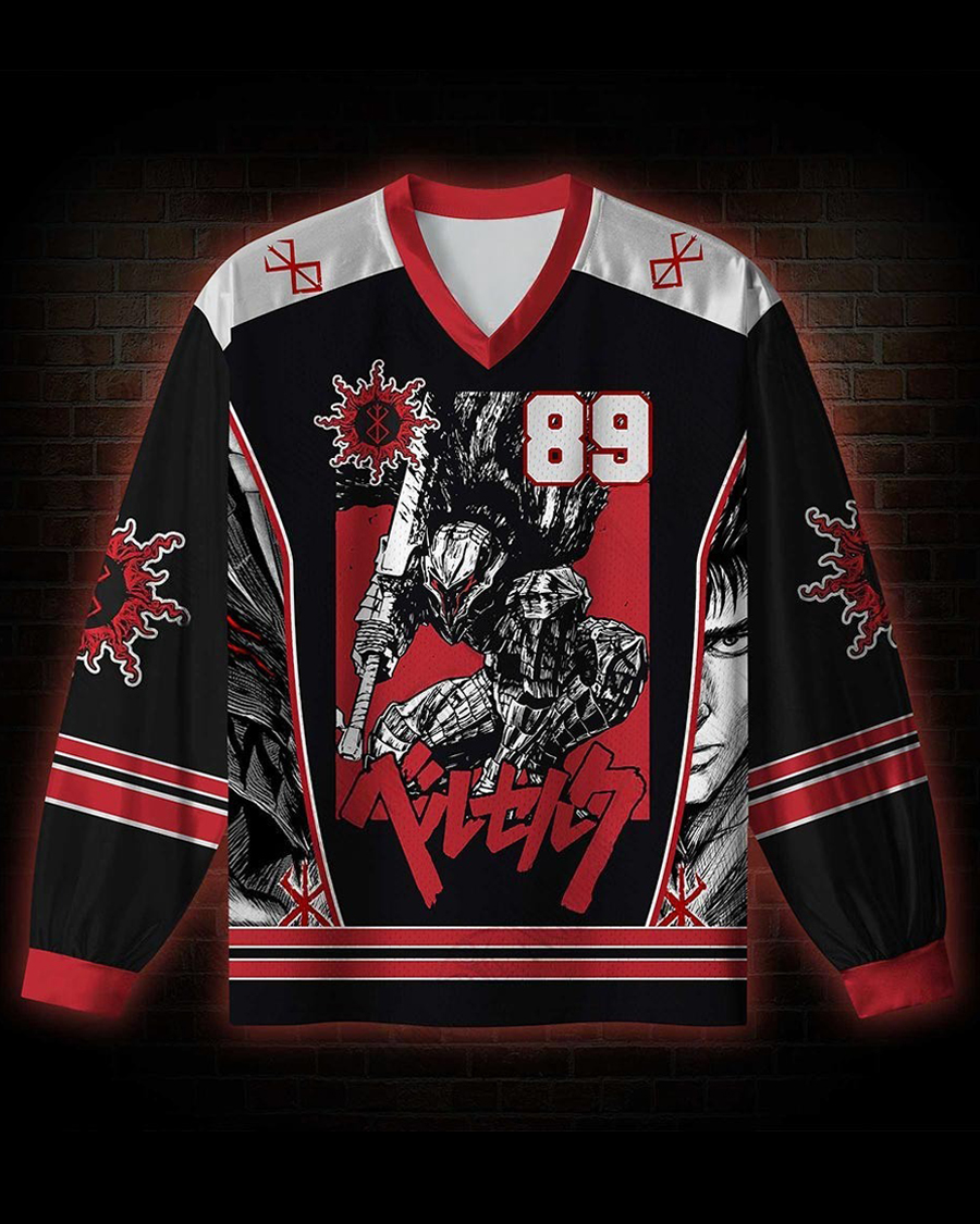 Black Swordsman V-Neck Long Sleeve Jersey