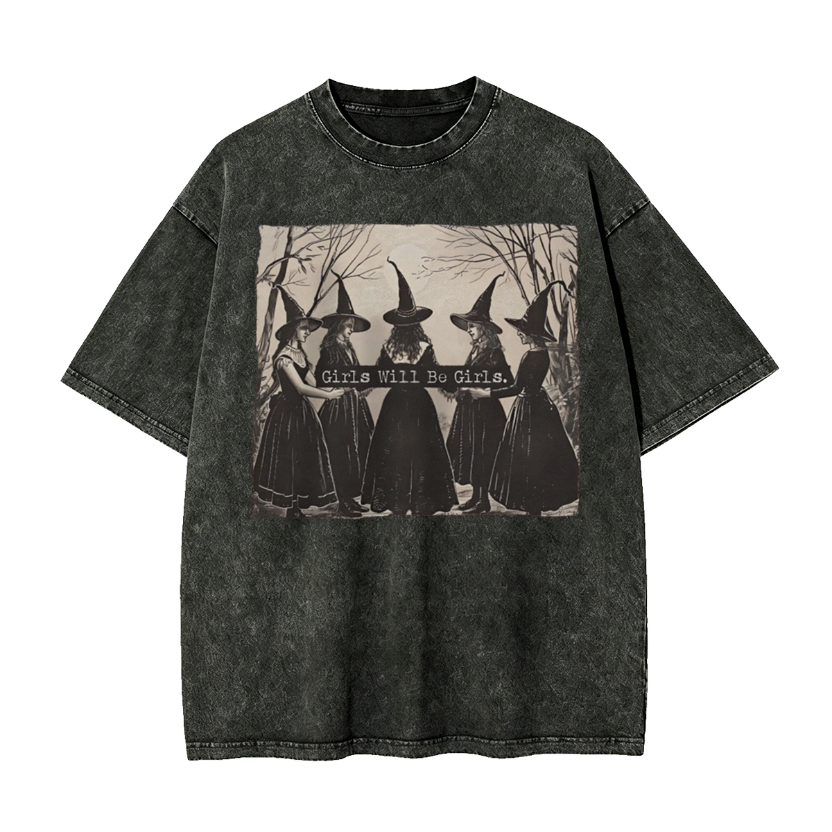 Girls Will Be Girls Salem Witch Washed T-Shirt