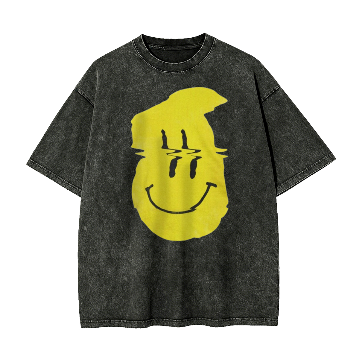 Glitch Smiley Pop Art Graphic Washed T-Shirt