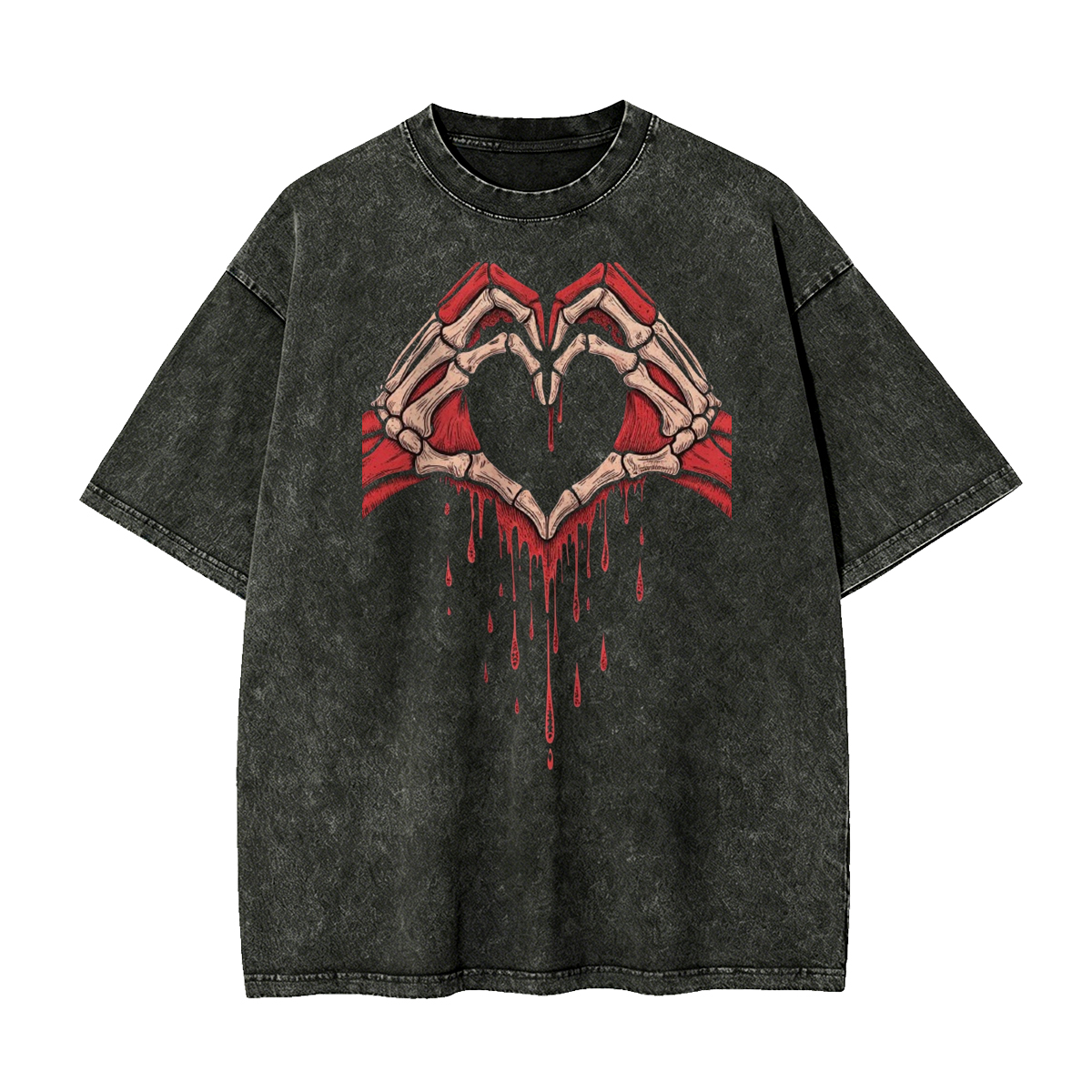 Heart Skull Hand Washed T-Shirt