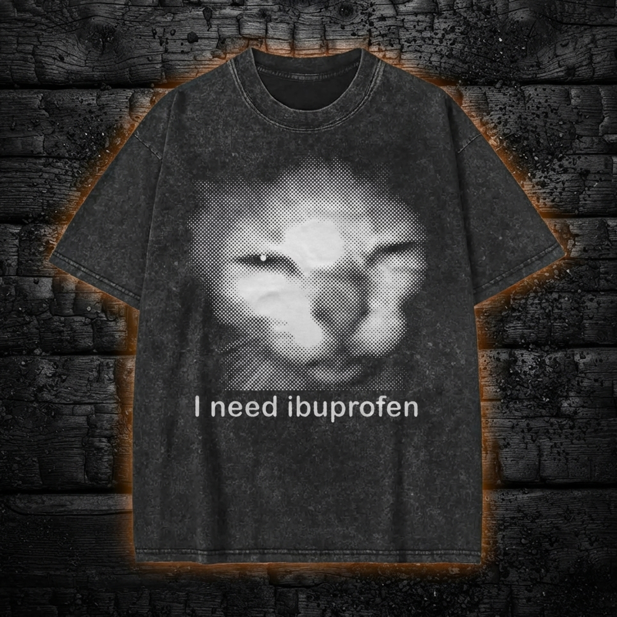 I need Ibuprofen Funny Vintage Graphic Cat Washed T-Shirt Gothcreep