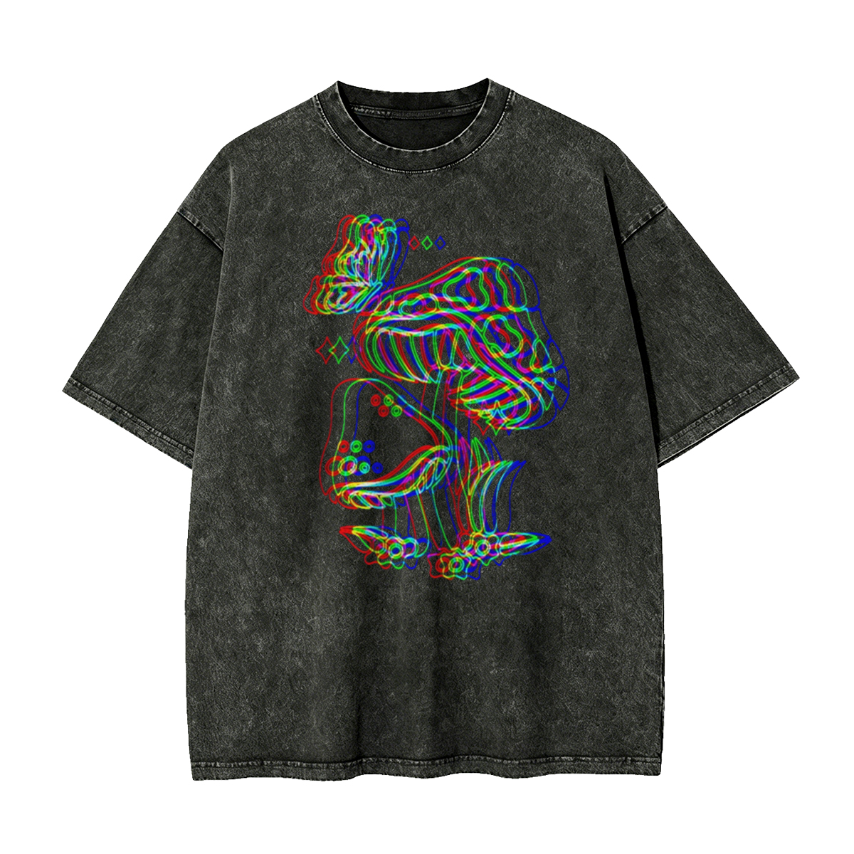 Psychedelic Mushroom, Rave Outfit, Music Festival Washed T-Shirt 