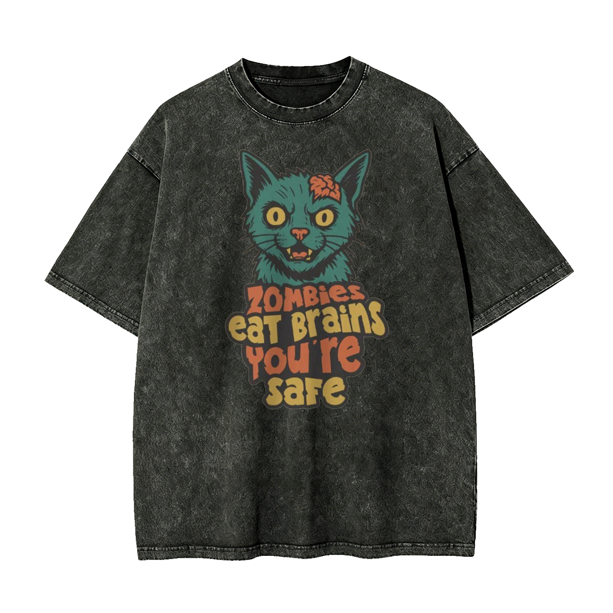 Zombie Cat Washed T-Shirt