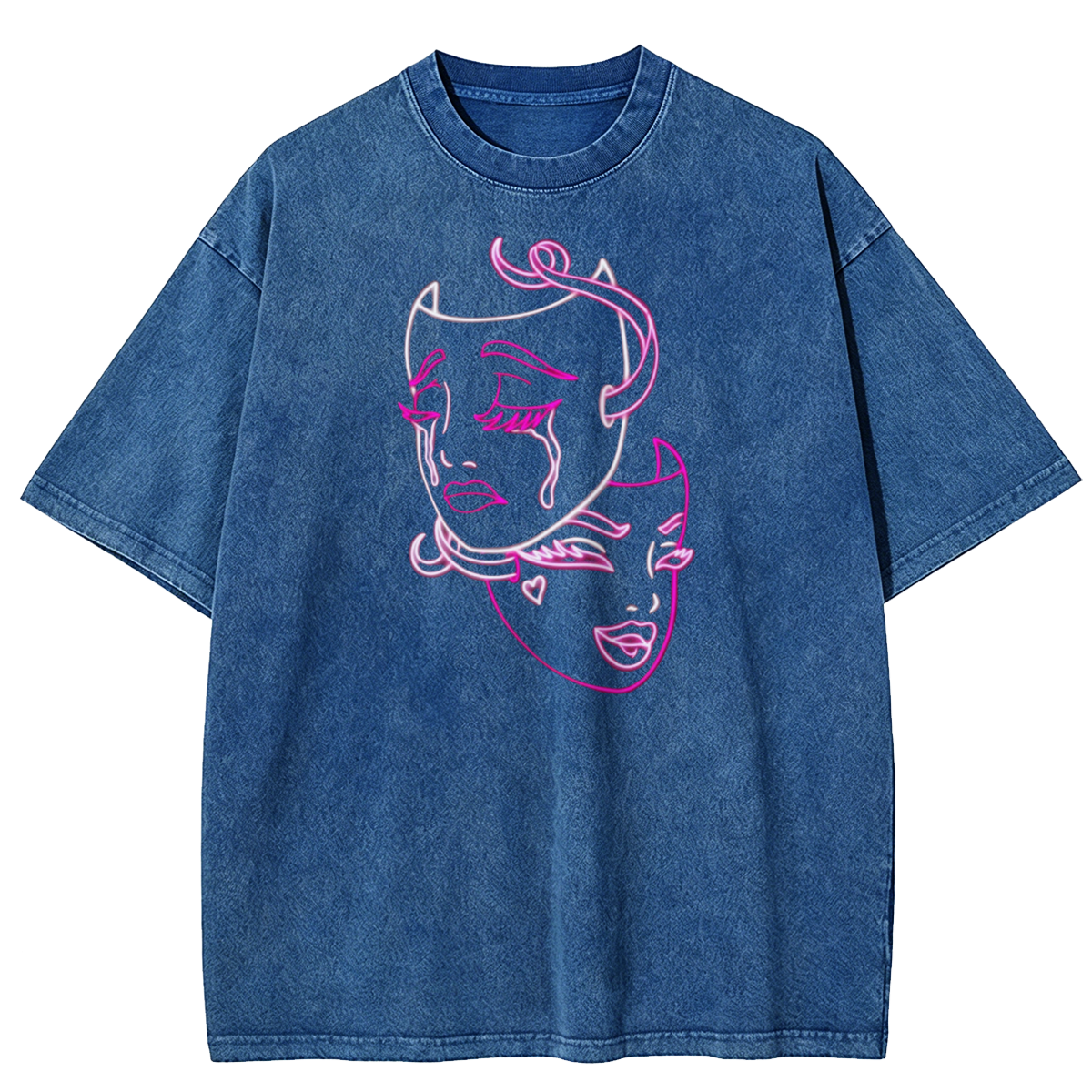 Cyber Devil Masks Pastel Goth Washed Oversized Tee