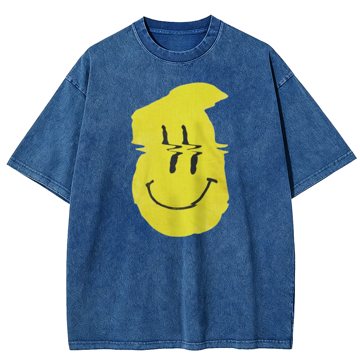 Glitch Smiley Pop Art Graphic Washed T-Shirt