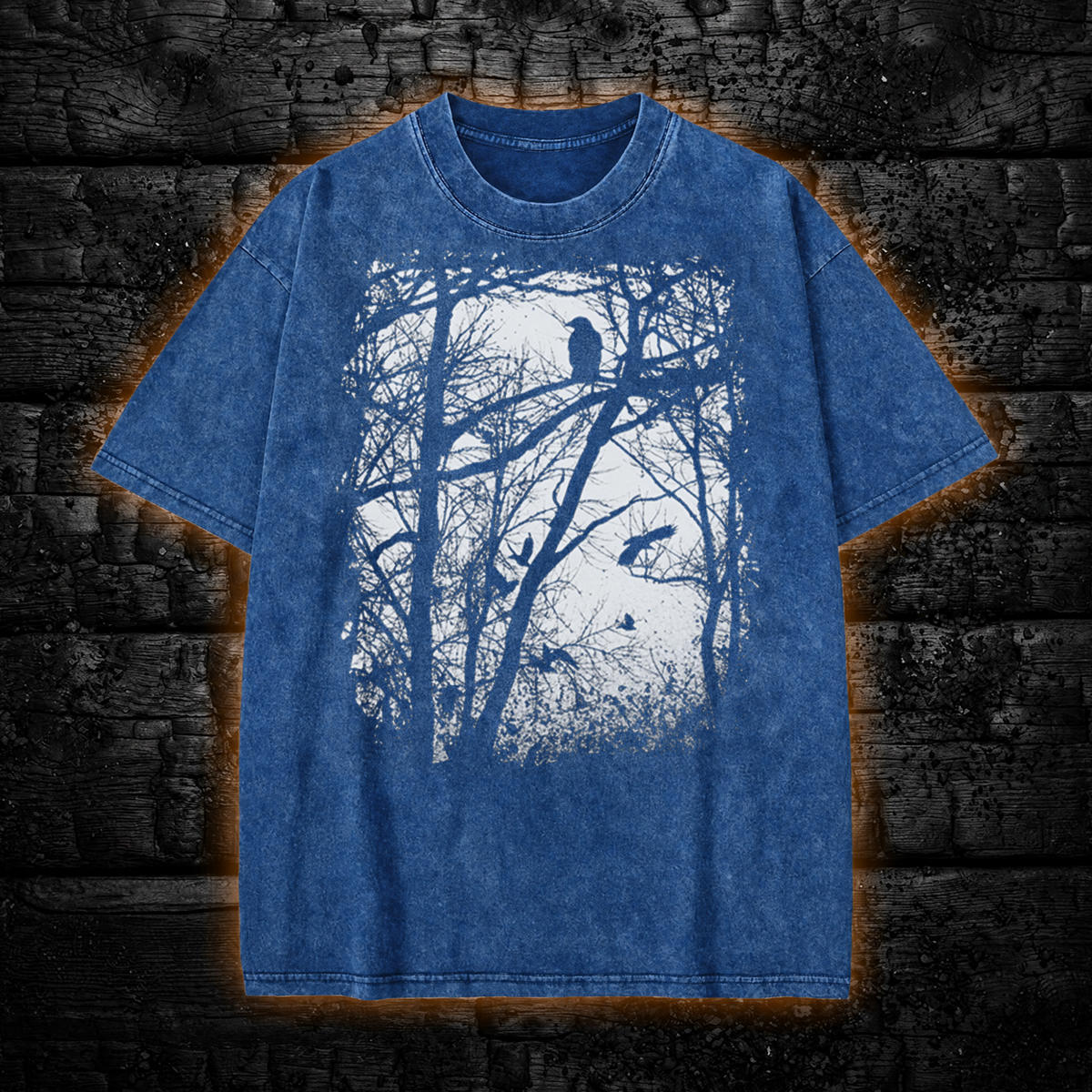 Tree Forest Raven Washed T-Shirt, Occult Gothic Graphic Tee Gothcreep