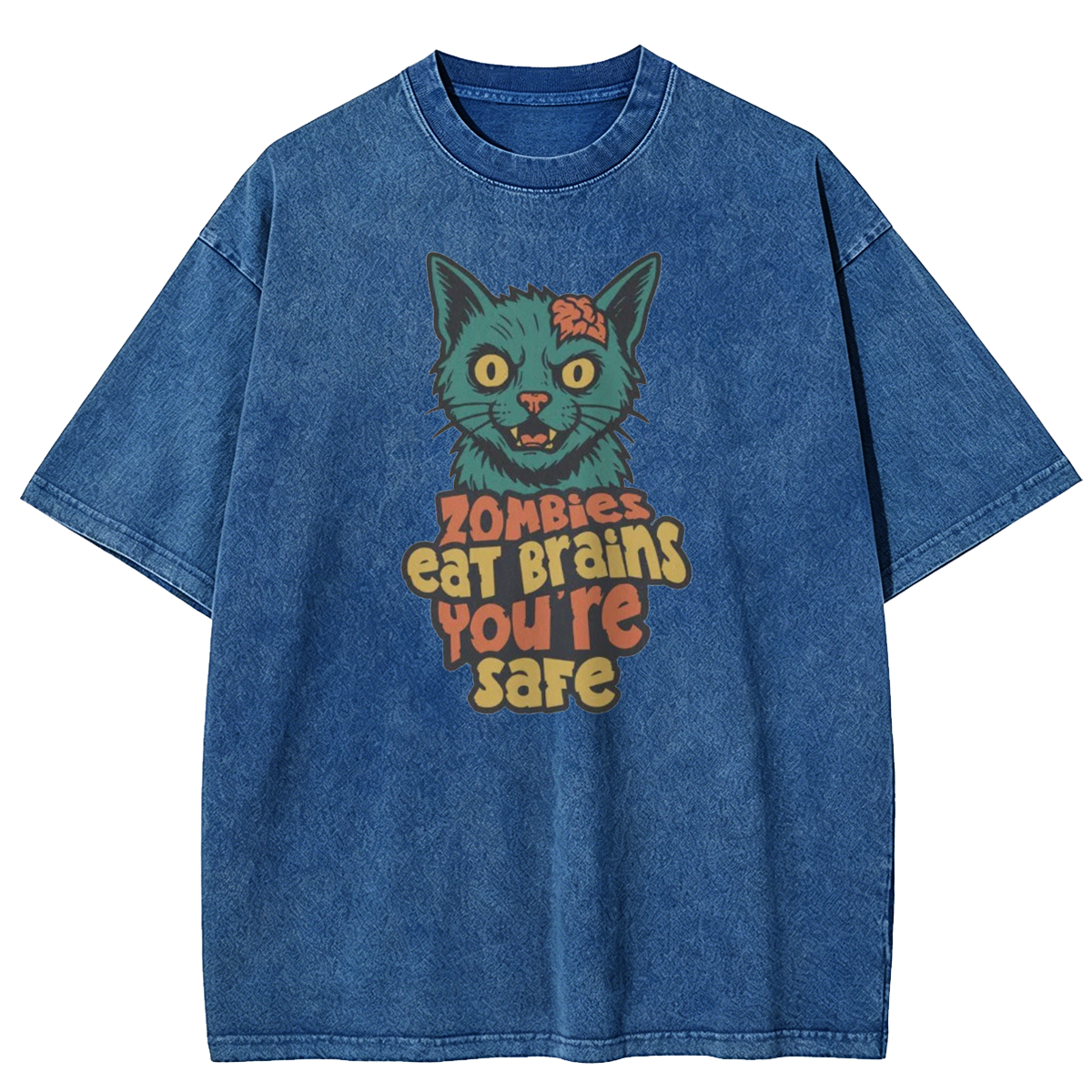 Zombie Cat Washed T-Shirt